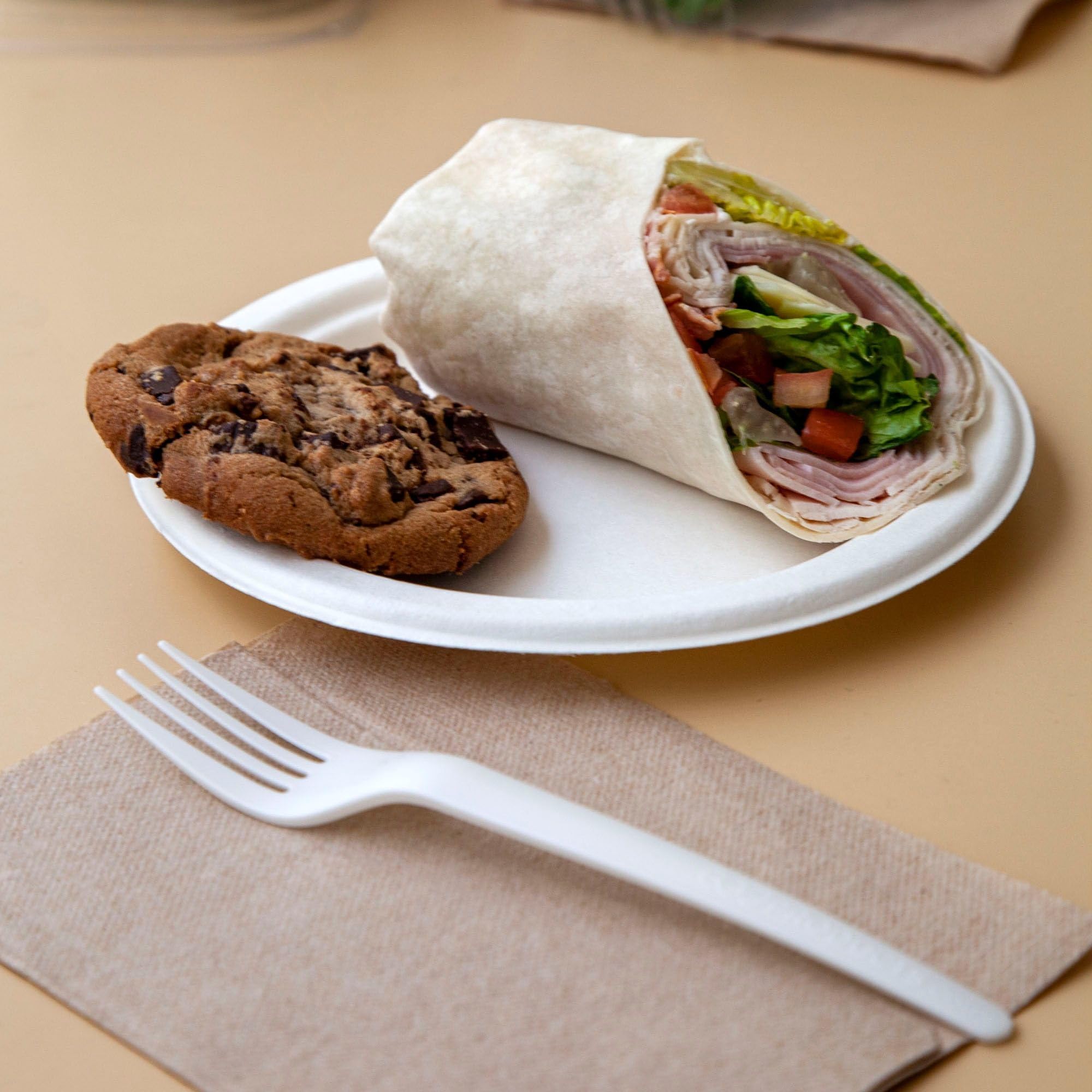 Eco Products Compostable 9'' Paper Plates, Case Of 500, Disposable White Molded Fiber, Round, Tree-Free, Stronger Than Paper & S