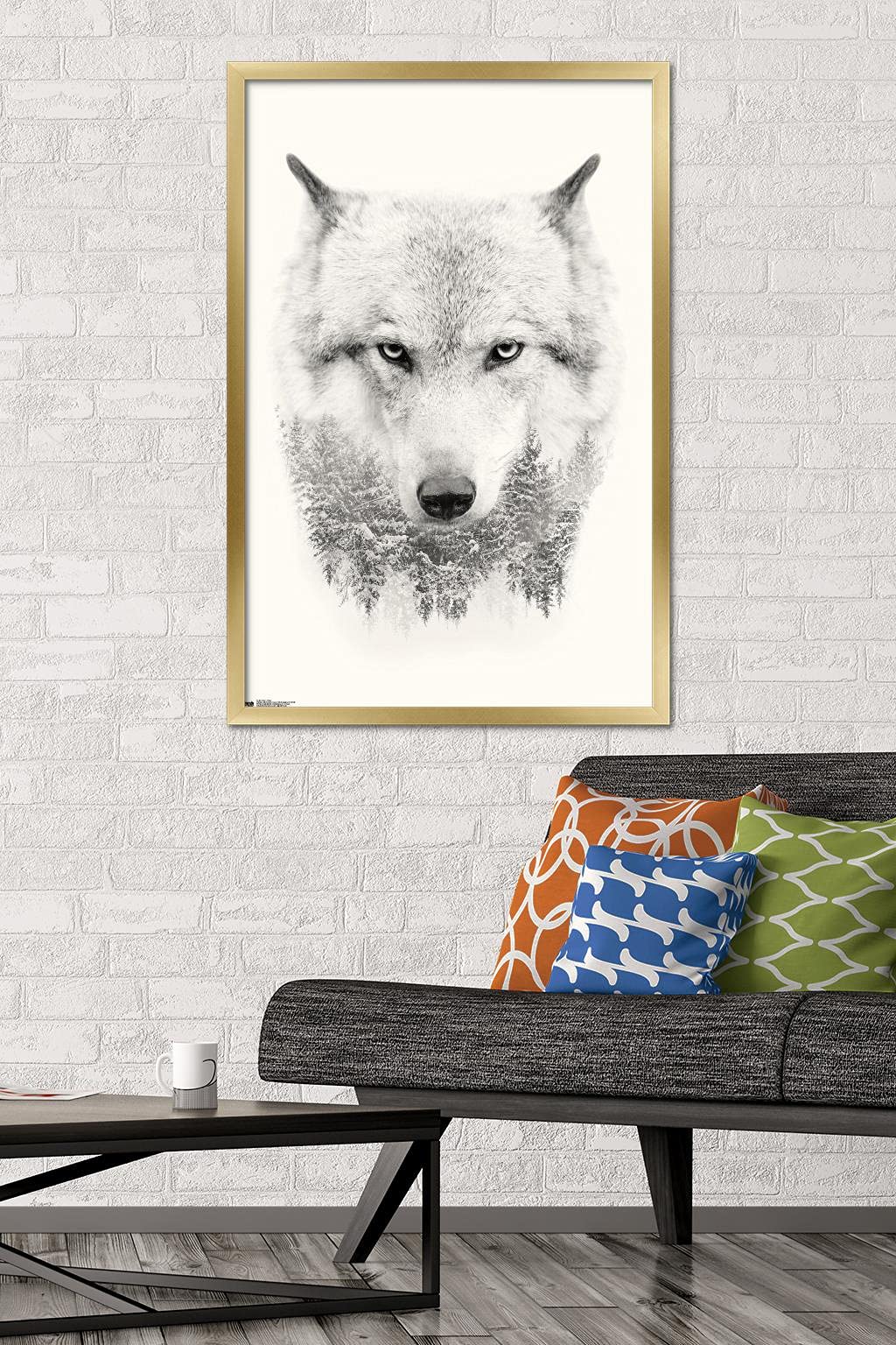 Trends International Wolf - Trees Wall Poster, 22.375'' X 34'', Gold Framed Version