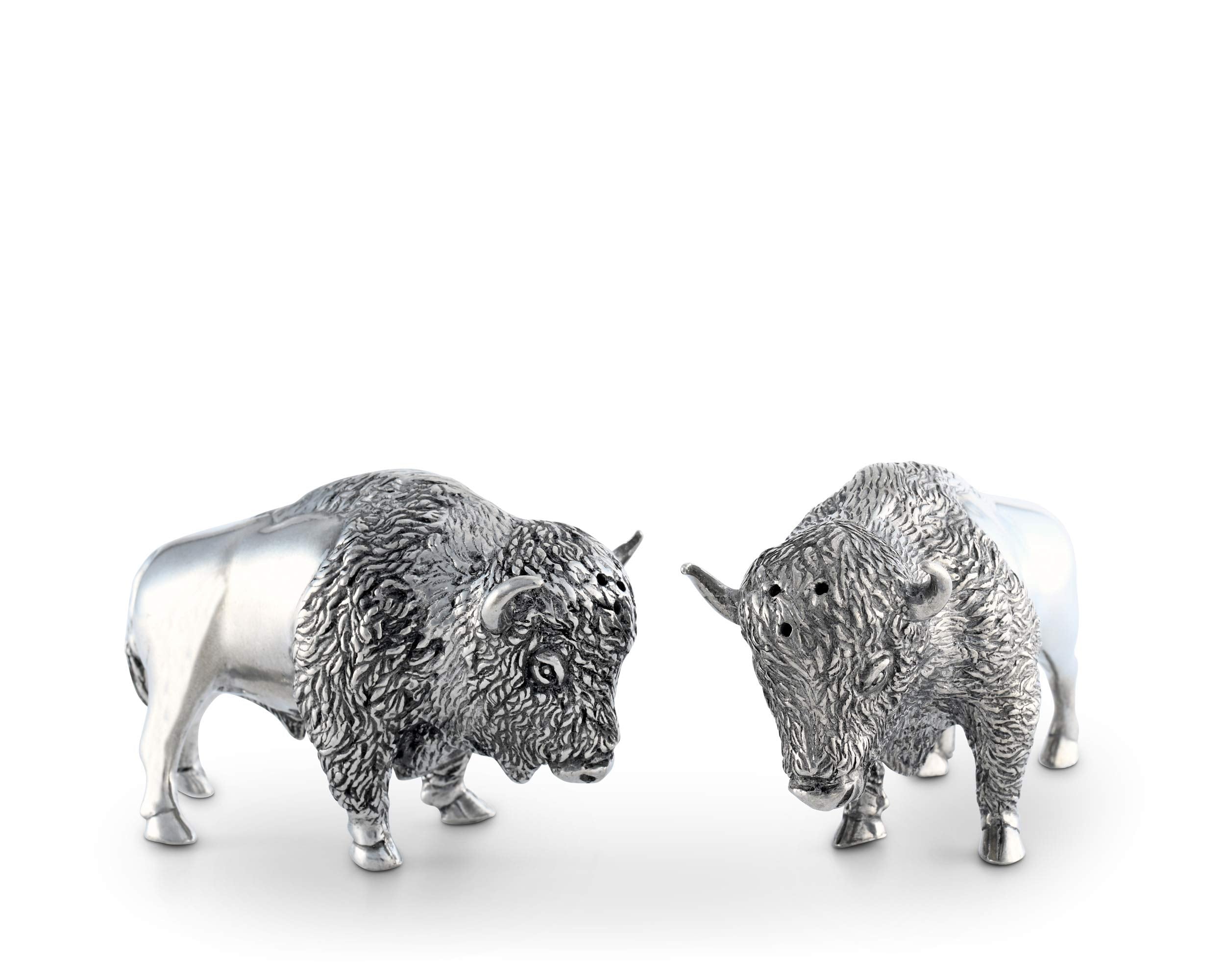 Vagabond House Pewter Bison Salt And Pepper Set 3'' Tall - Western Tableware S/P Shaker