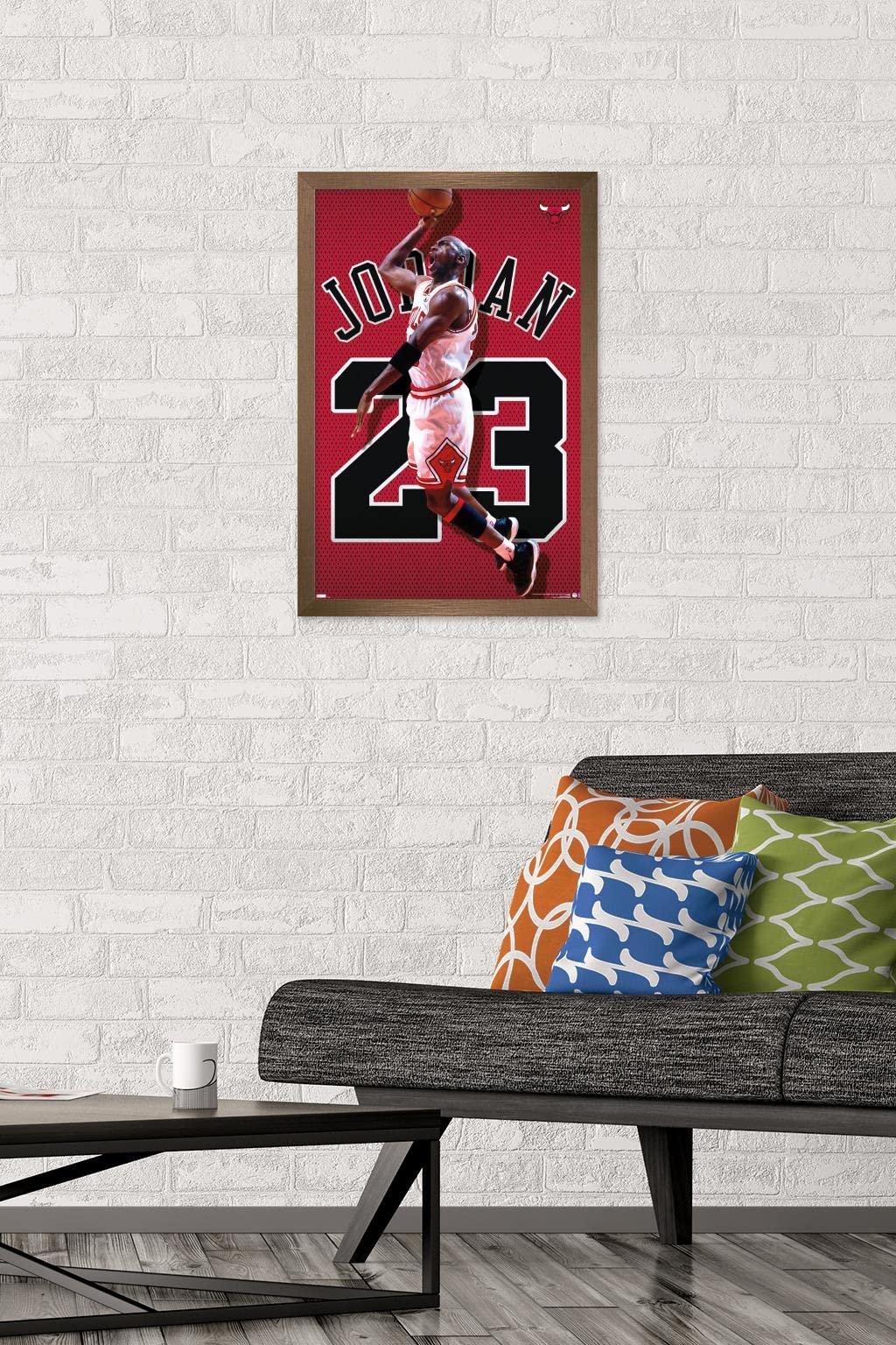Trends International Michael Jordan - Jersey Wall Poster, 14.725'' X 22.375'', Bronze Framed Version