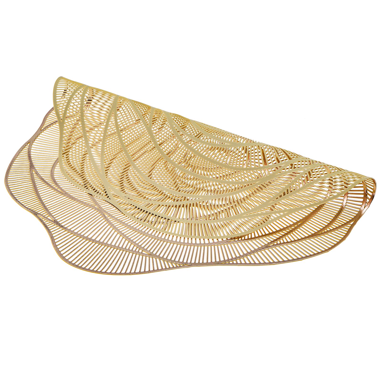 Lyellfe 20 Pack Gold Pressed Vinyl Placemats, 15 Inch Metallic Non-Slip Washable Pvc Chargers Placemat, Including 10 Placemats A