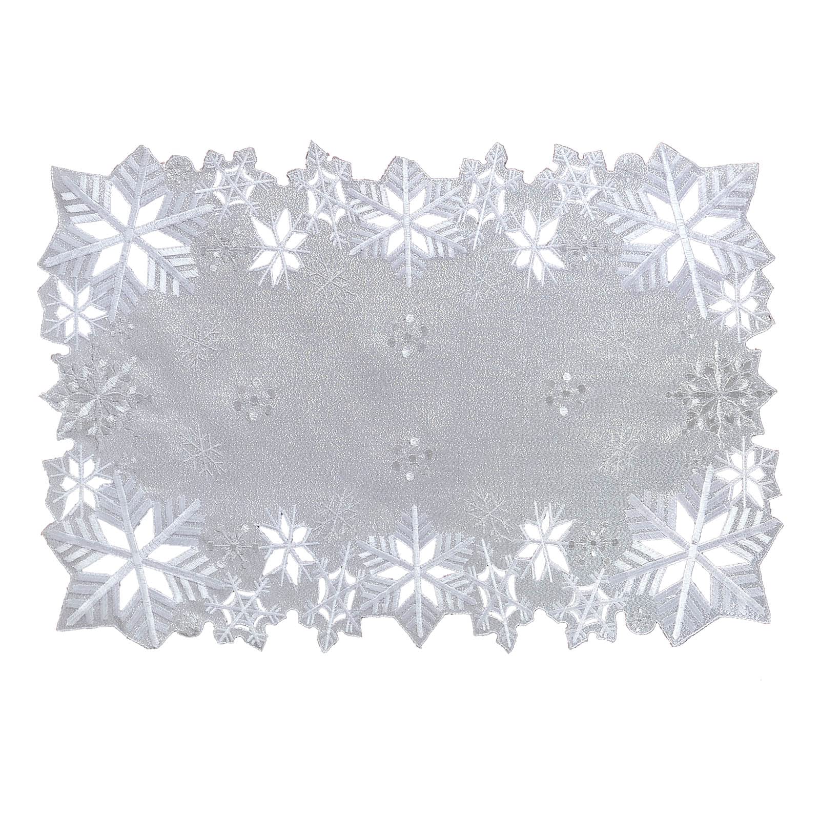 Simhomsen Embroidered Snowflakes Table Placemats For Christmas Holiday And Winter (Silver, 13