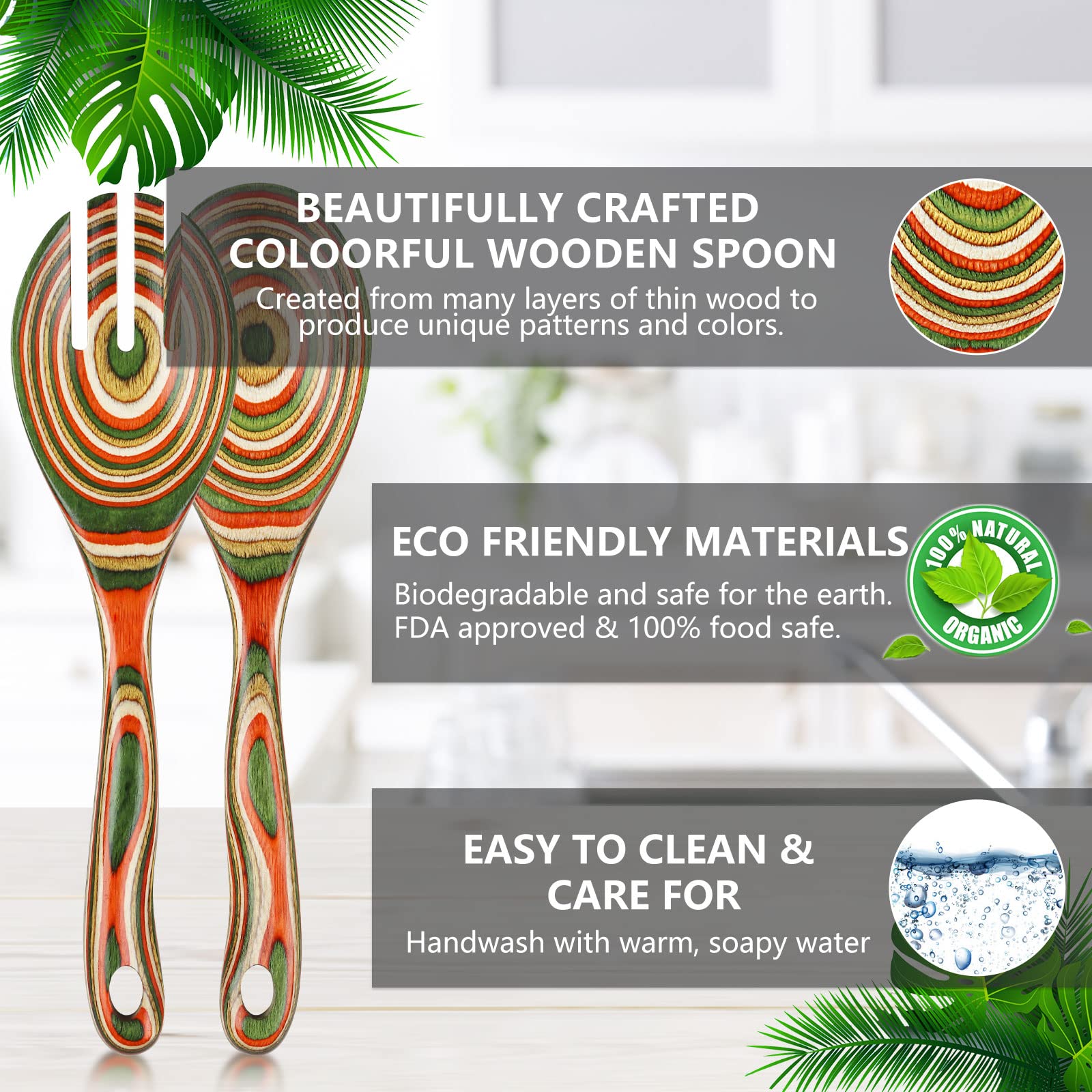 Salad Tongs, Wooden Spoons, Salad Tongs For Serving, Wosponfan 10-Inch Pakkawood Serving Utensils Set Salad Servers Set Kitchen