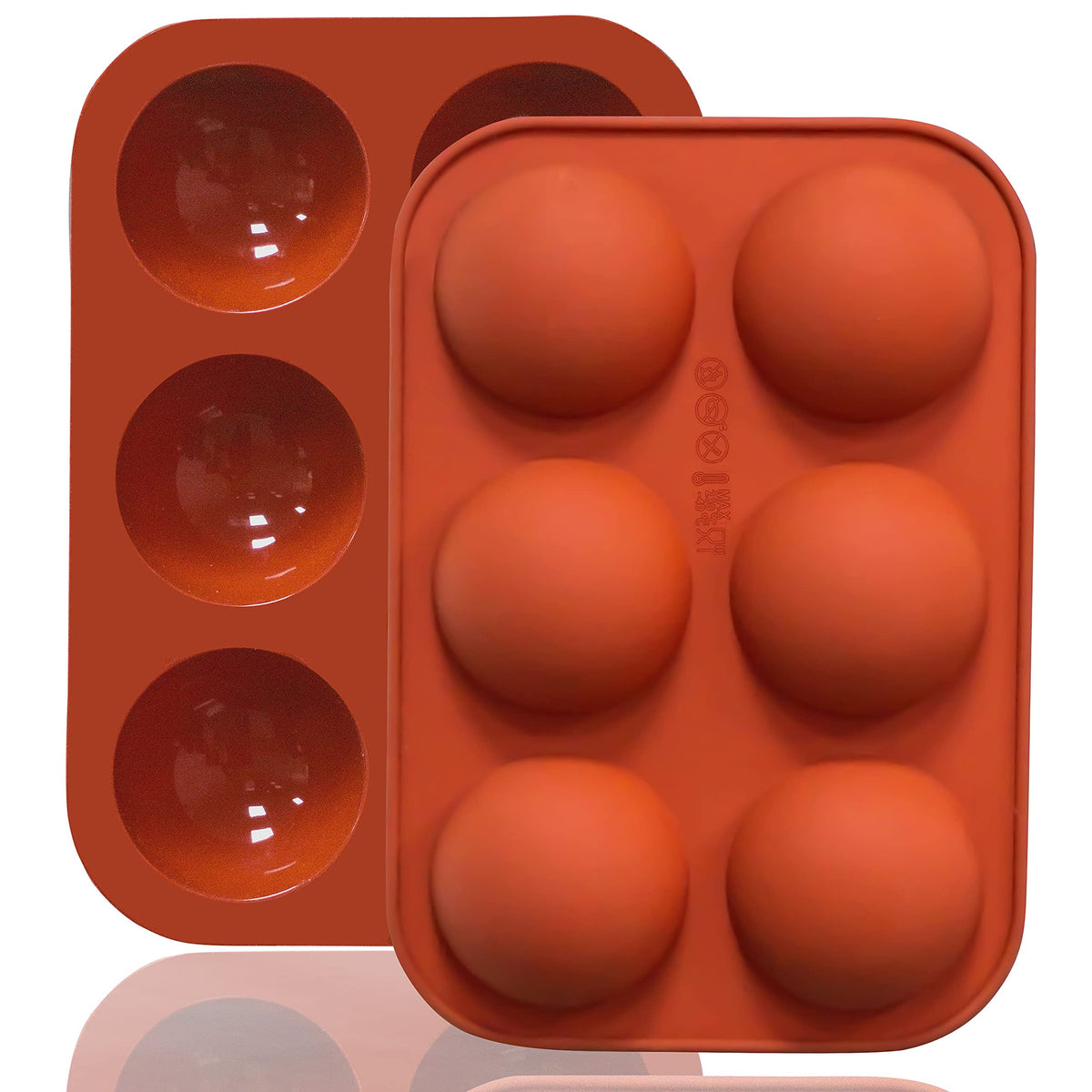 Lerykin 6 Holes Medium Semi Sphere Silicone Molds, 2 Packs Half Sphere Silicone Baking Molds For Making Chocolate, Cake, Jelly,