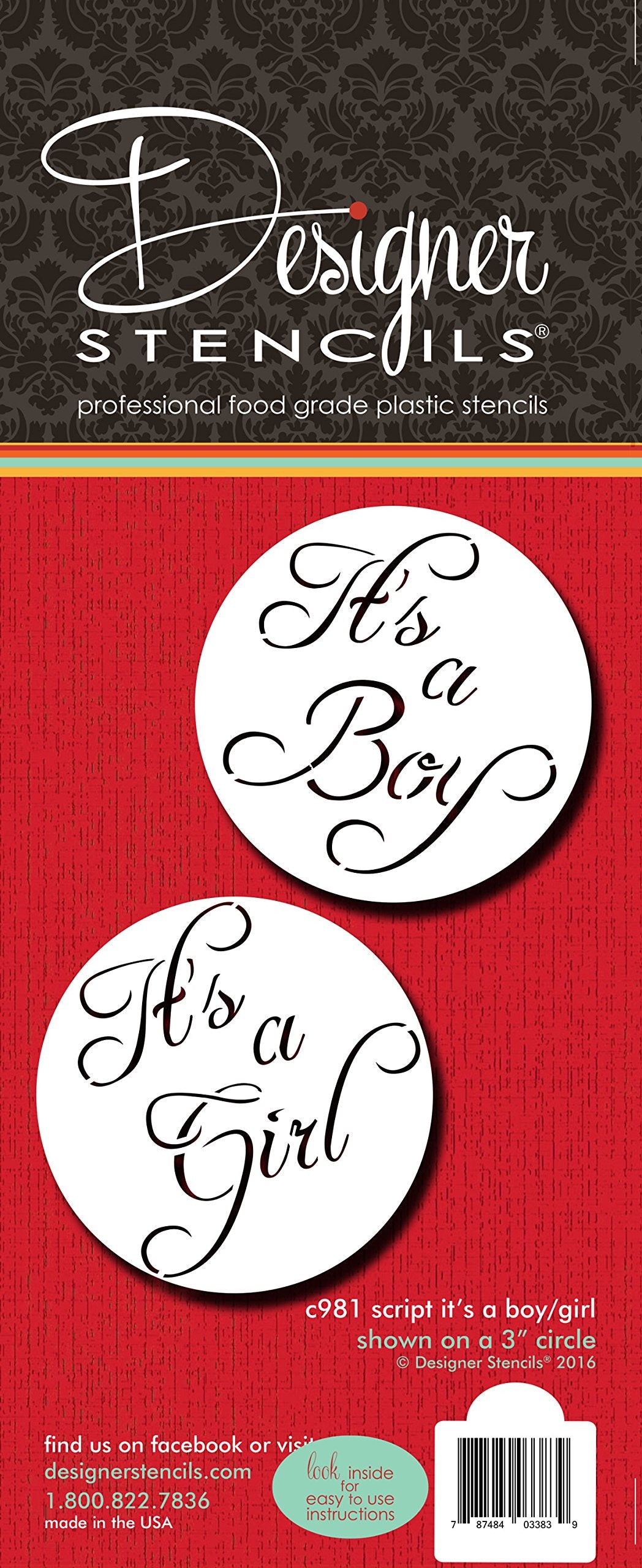 Script It'S A Boy/Girl Cookie Top 3'' By Designer Stencils