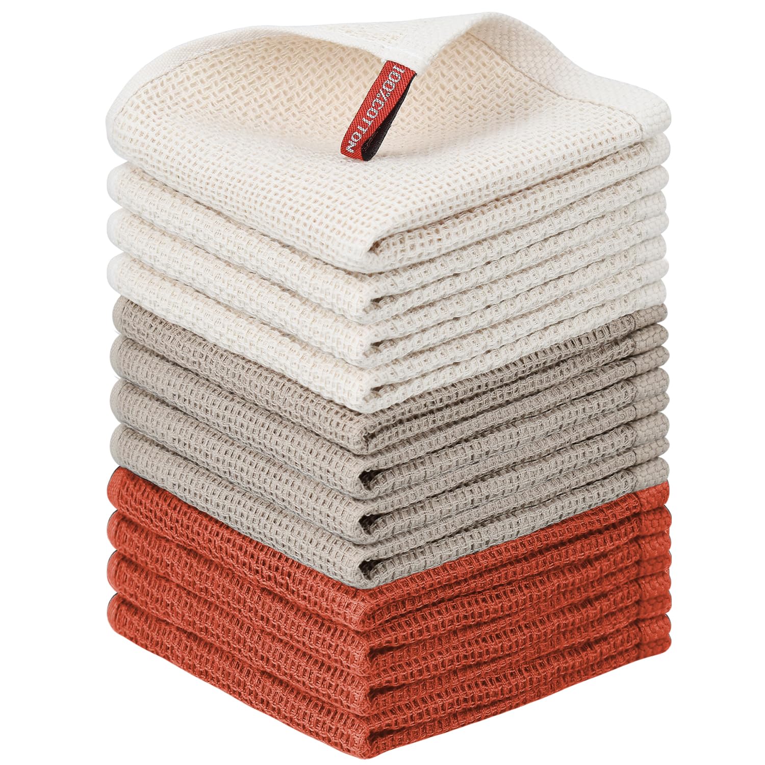 Niallant 12 Pack Cotton Waffle Weave Dish Towels, Soft & Absorbent Kitchen Dish Rags, 12x12 Inch