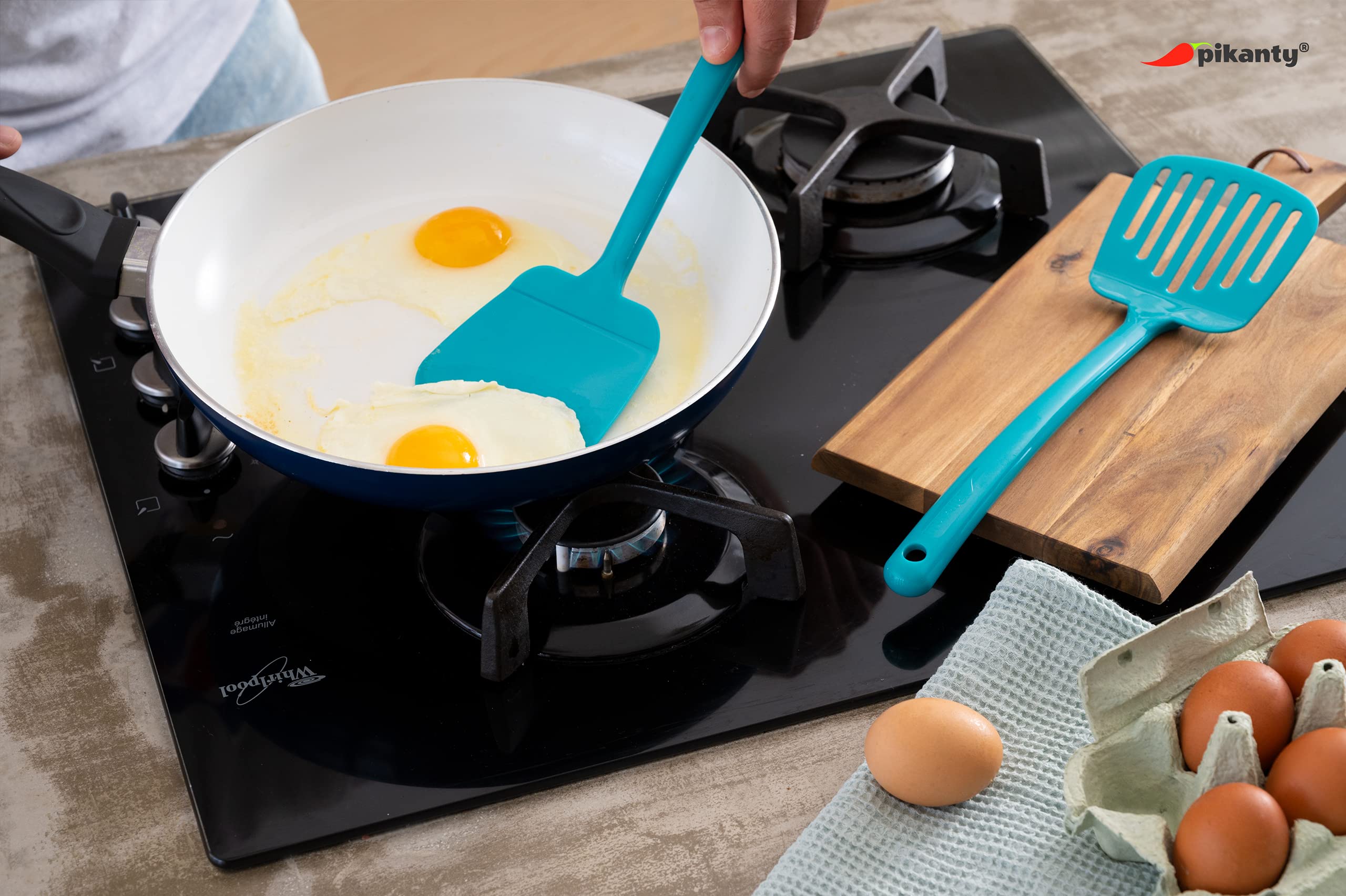 Pikanty - Spatula Turner Set Of 2 For Cooking. Great For Nonstick Cookware. Ideal For Flipping Egg, Burger, Pancake And More. Ma