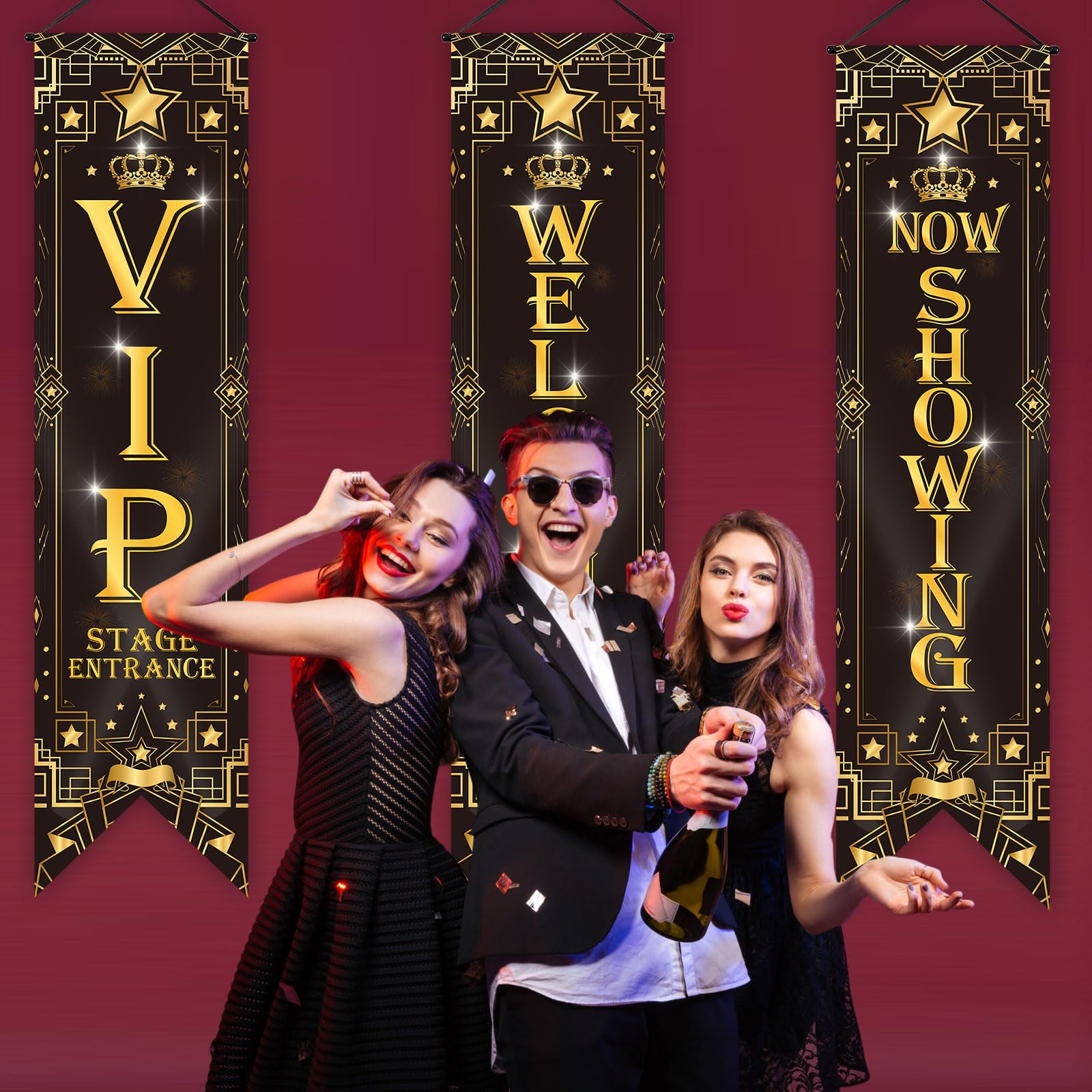 Tegeme Movie Night Porch Sign Banner Movie Theme Party Decorations Theater Welcome Now Showing Light Camera Action Hanging Porch