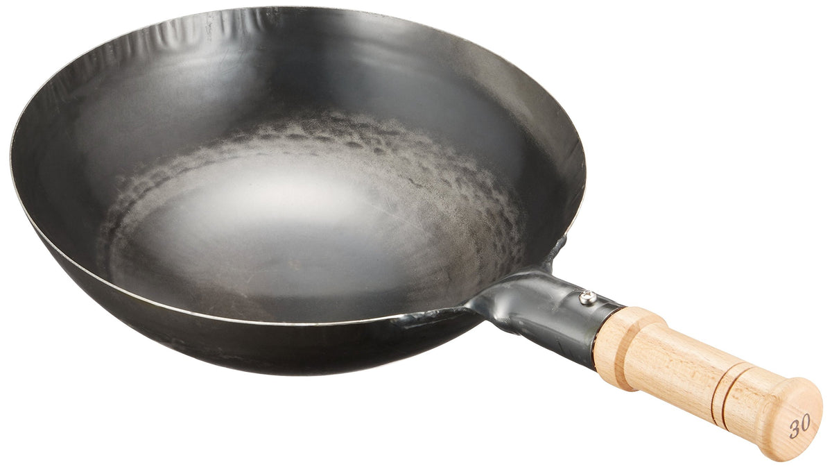 ????? Yamada Kogyosho One-Handed Wok, Iron, Handle, Wooden Handle, 11.8 Inches (30 Cm)