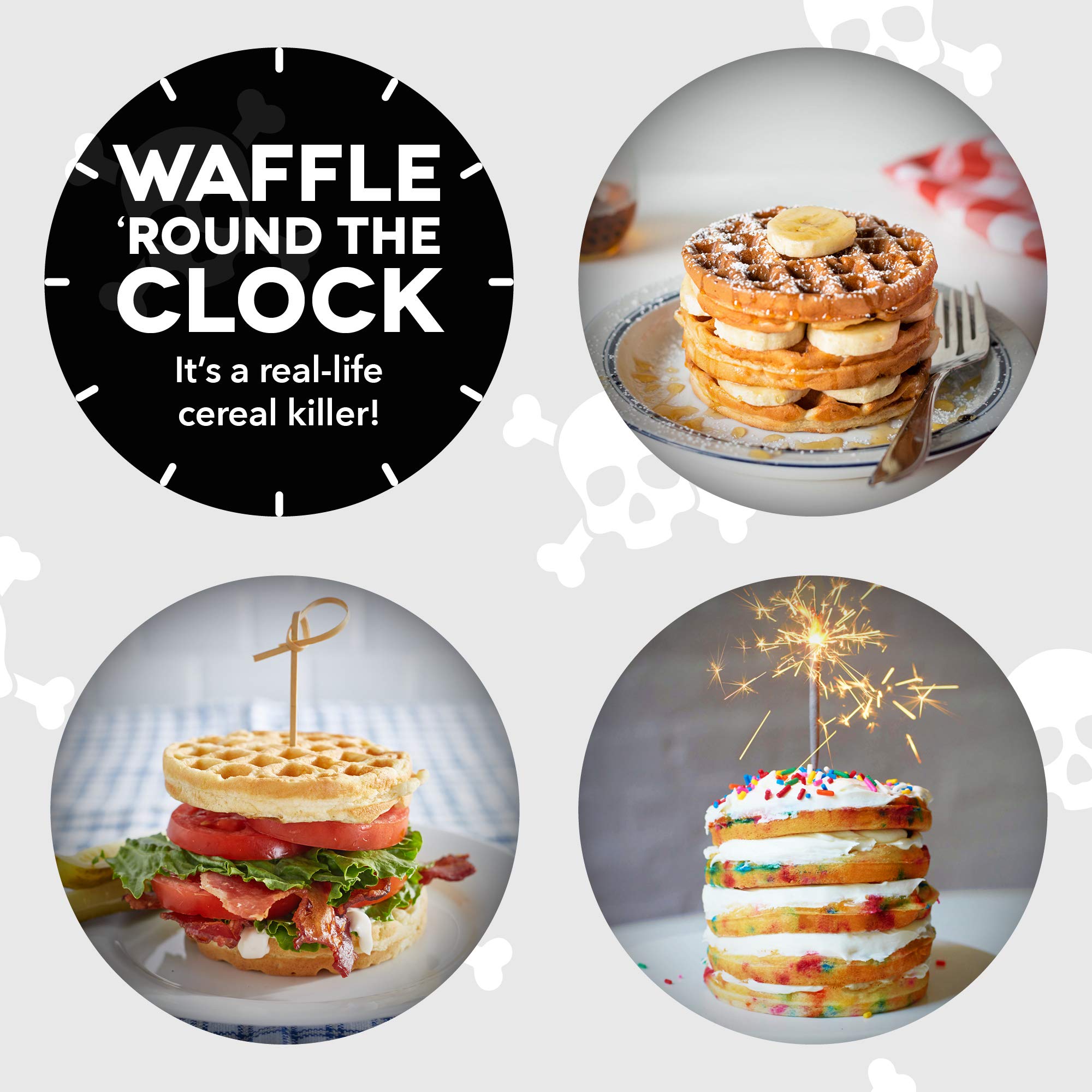 Dash Mini Waffle Maker (2 Pack) for Individual Waffles Hash Browns  Keto Chaffles with Easy to Clean  Non-Stick Surfaces  4 Inch  Halloween  Black