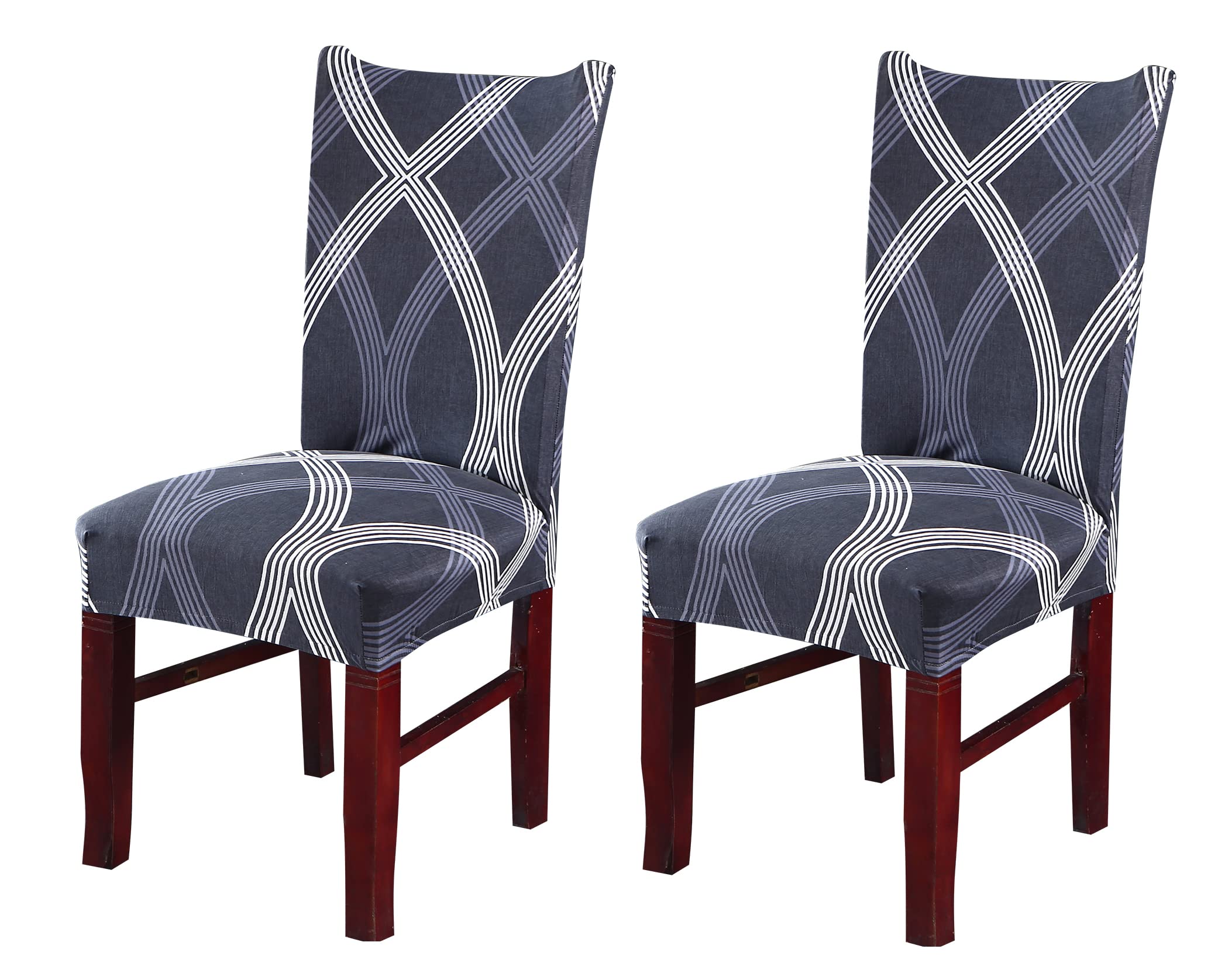 House Of Quirk Elastic Chair Cover Stretch Removable Washable Short Dining Chair Cover Protector Seat Slipcover (Pack Of 2, Foss