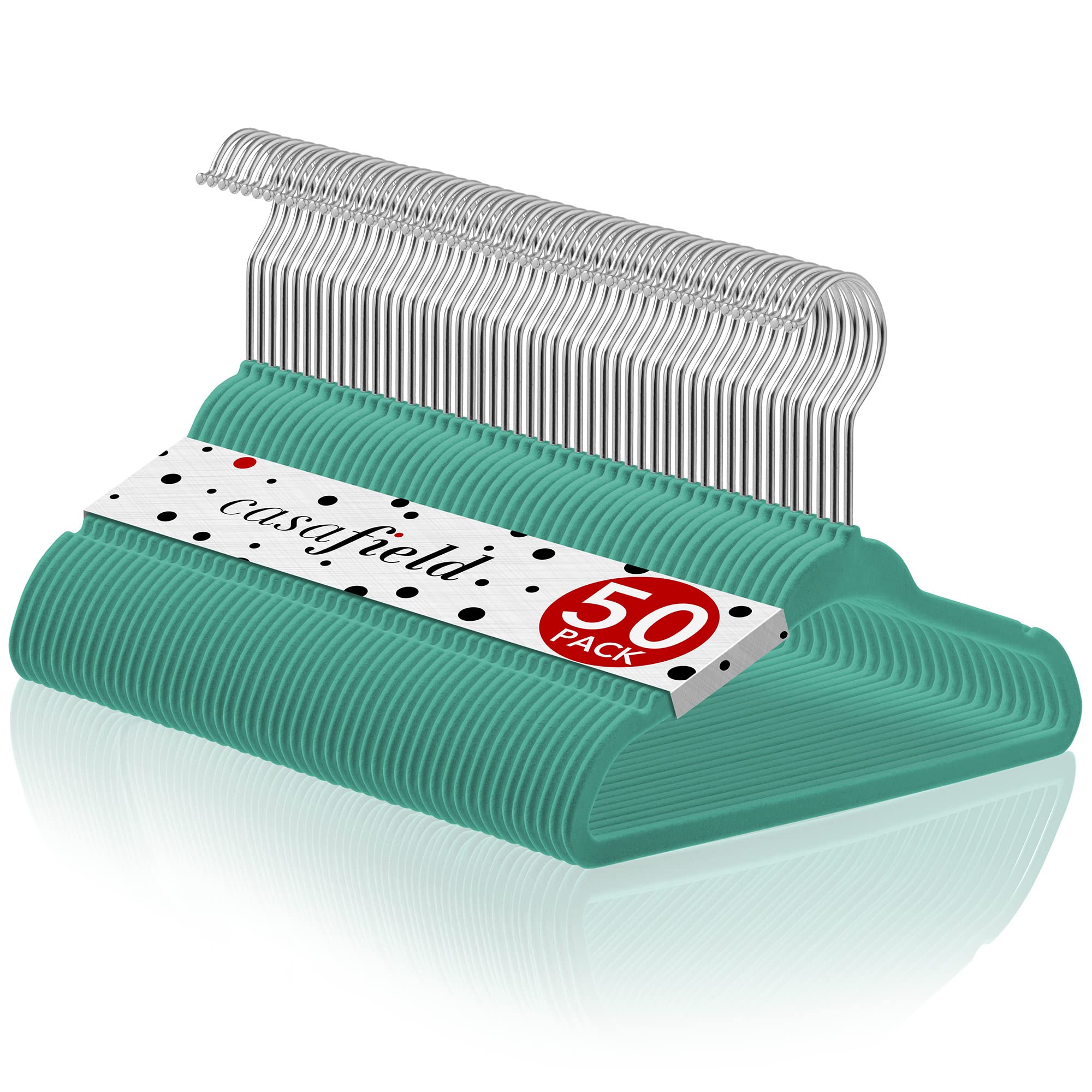 Casafield 50 Velvet Baby Hangers - 11'' Size For Infant & Toddler Clothes - Teal