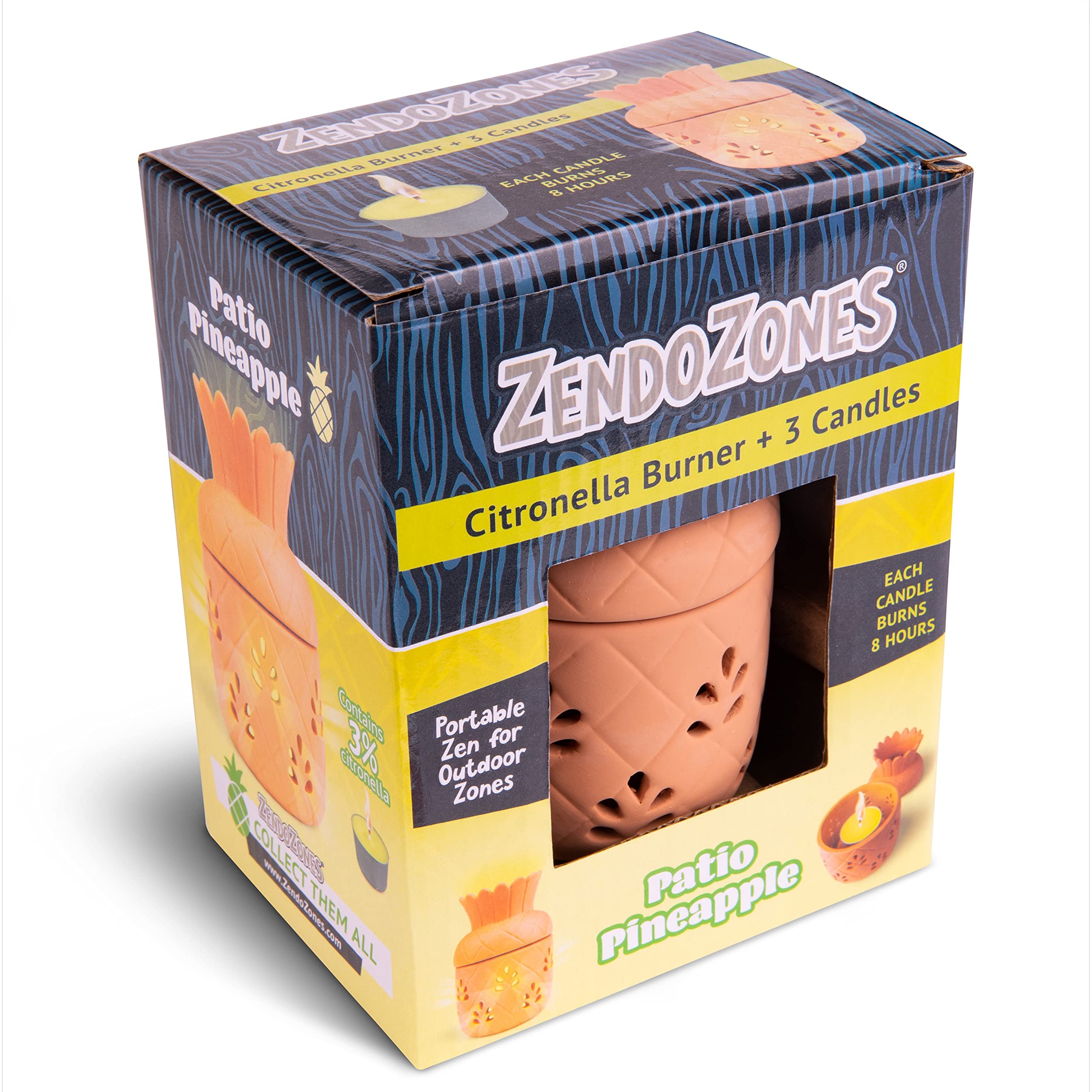 JT Eaton ZendoZones 18P-PP Patio Pineapple All-Natural Citronella Candle Burner