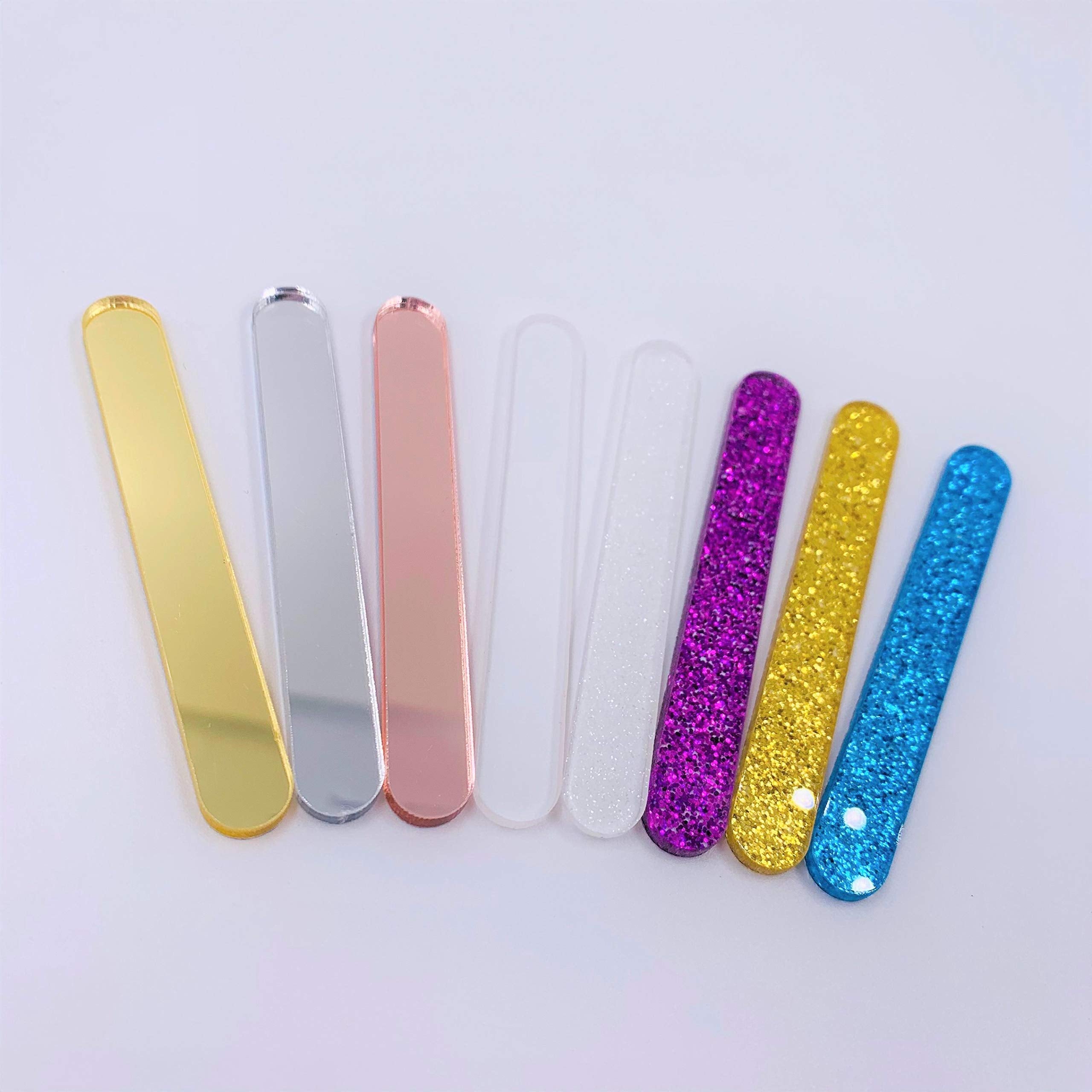 50 Pcs Mini Reusable Acrylic Cakesicle Popsicle Sticks, Small Size Mirror Stick For Ice Creamsicle Candy Apple (Mirror Gold)