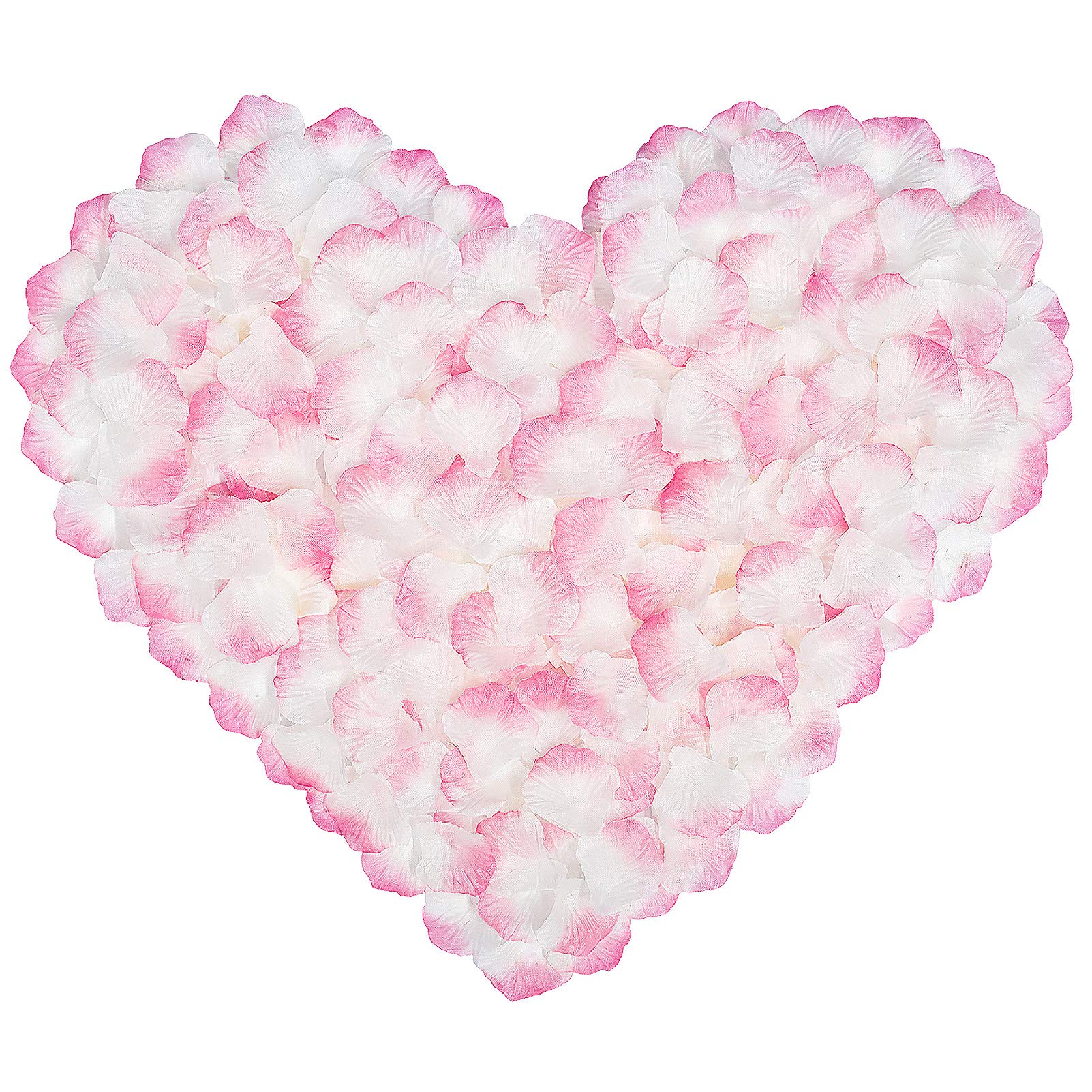 BESKIT 2100 PCS Artificial Silk Rose Petals for Valentines Day, Wedding, Romantic Night, Party Flower Decorations (Pink&White)
