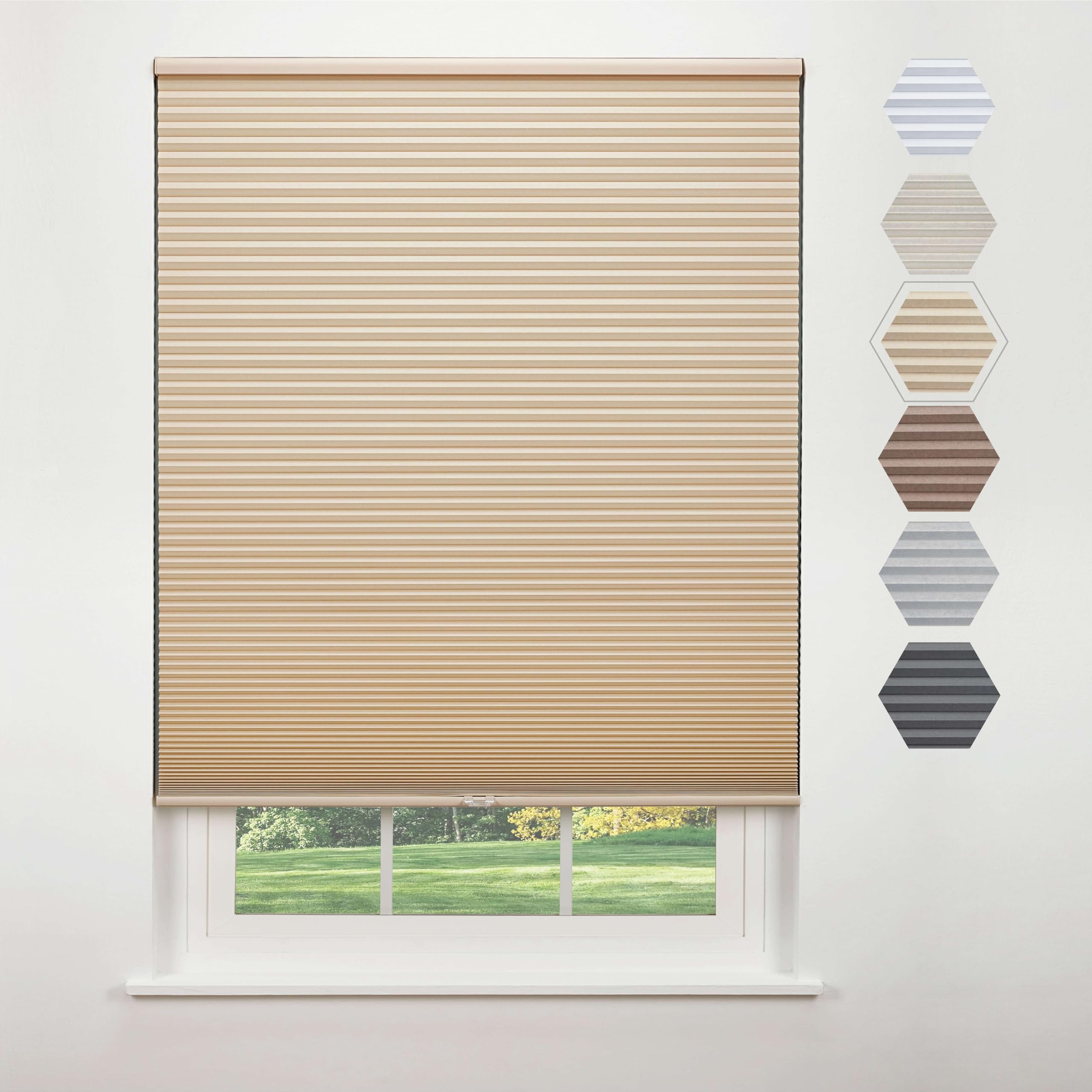 Linen Avenue Cordless Standard Blackout Cellular Shade 49 3/4 W x 48 H, Muslin (Arrives 1/4  Narrower)
