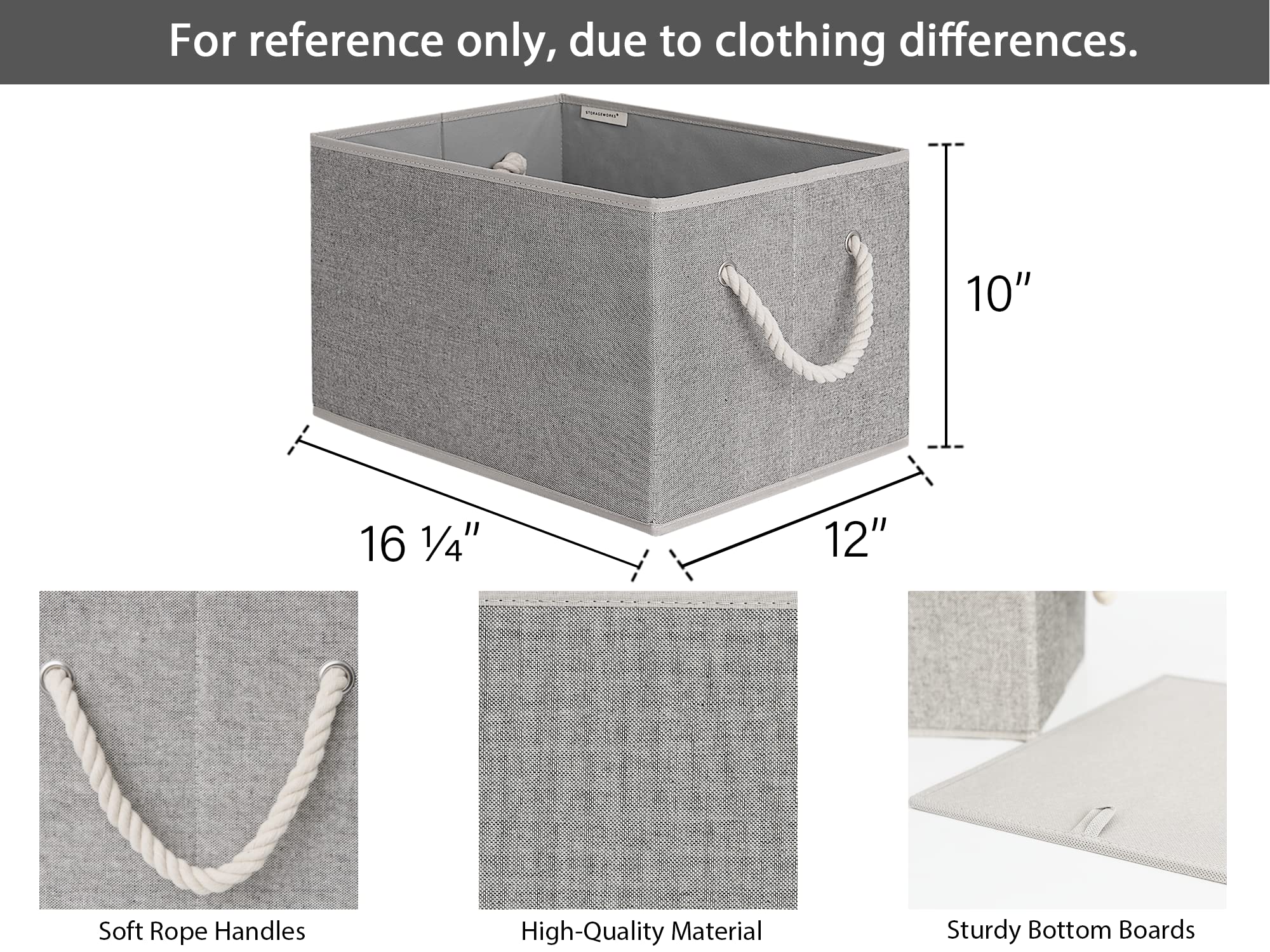 Storageworks 32L Closet Storage Baskets For Shelves, Closet Organizers With Handles, Foldable Closet Baskets For Linen Closet, 3