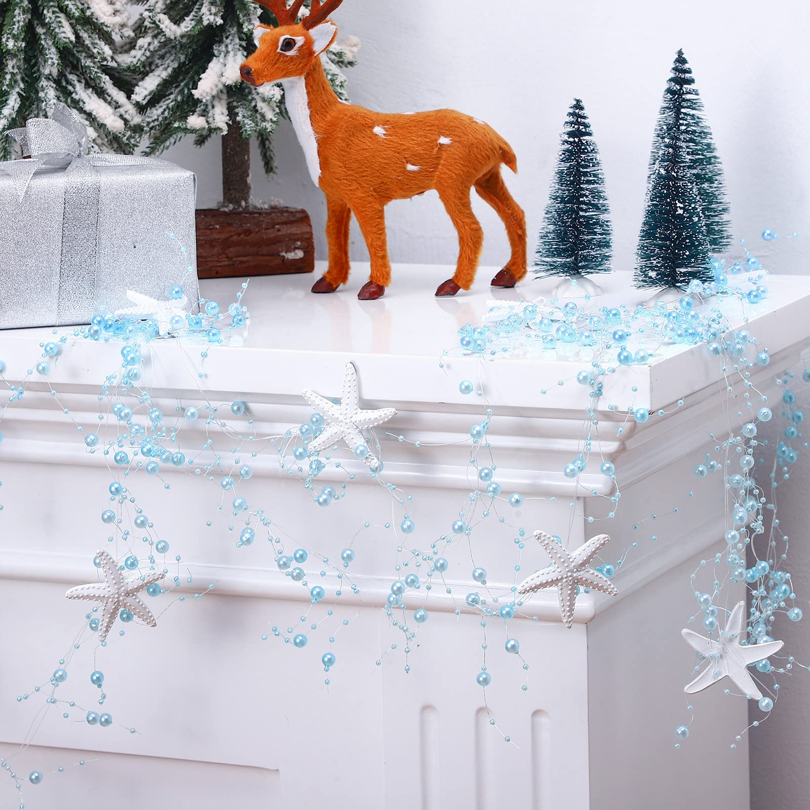 Christmas Beaded Starfish Garland Beaded Garland with Starfish Coastal Beach Decor for Christmas Tree Beach Home Decoration Supp