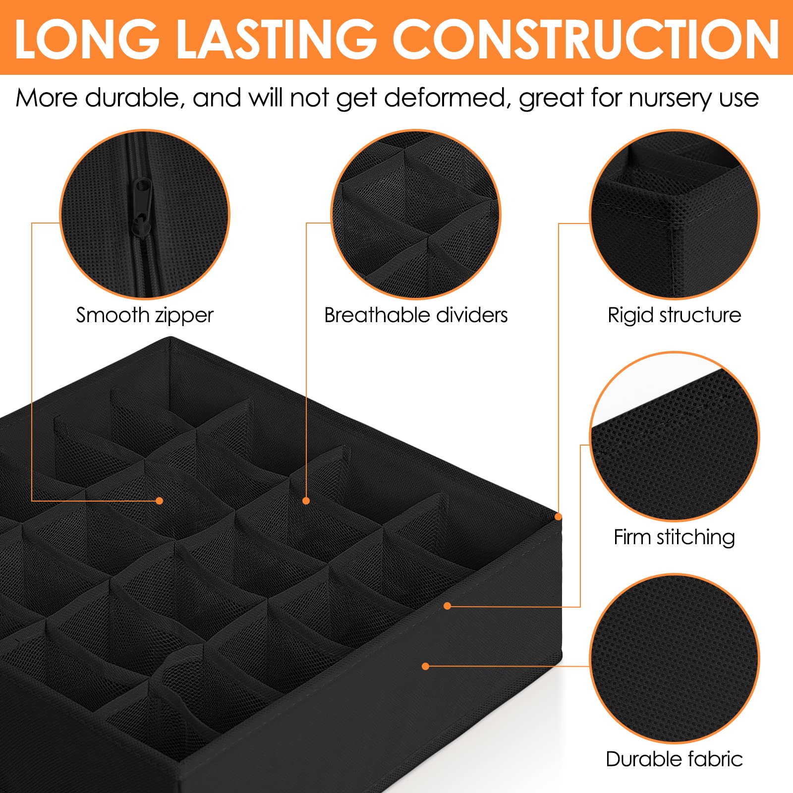 12 Pack Drawer Organizers, 116 Compartments Fabric Foldable Dresser Drawer Organizers for Clothing, Closet Organizers and Storag