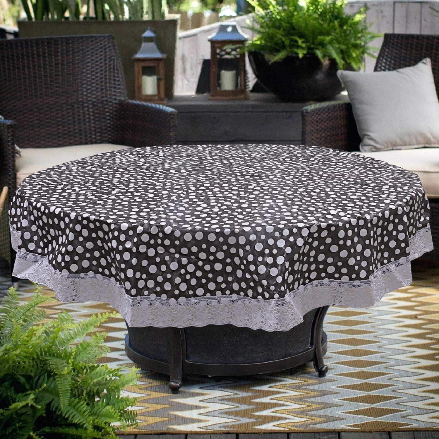 Kuber Industries Pvc 4 Seater Round Table Cover 60''X 60'' (Grey) -Ctltc011167