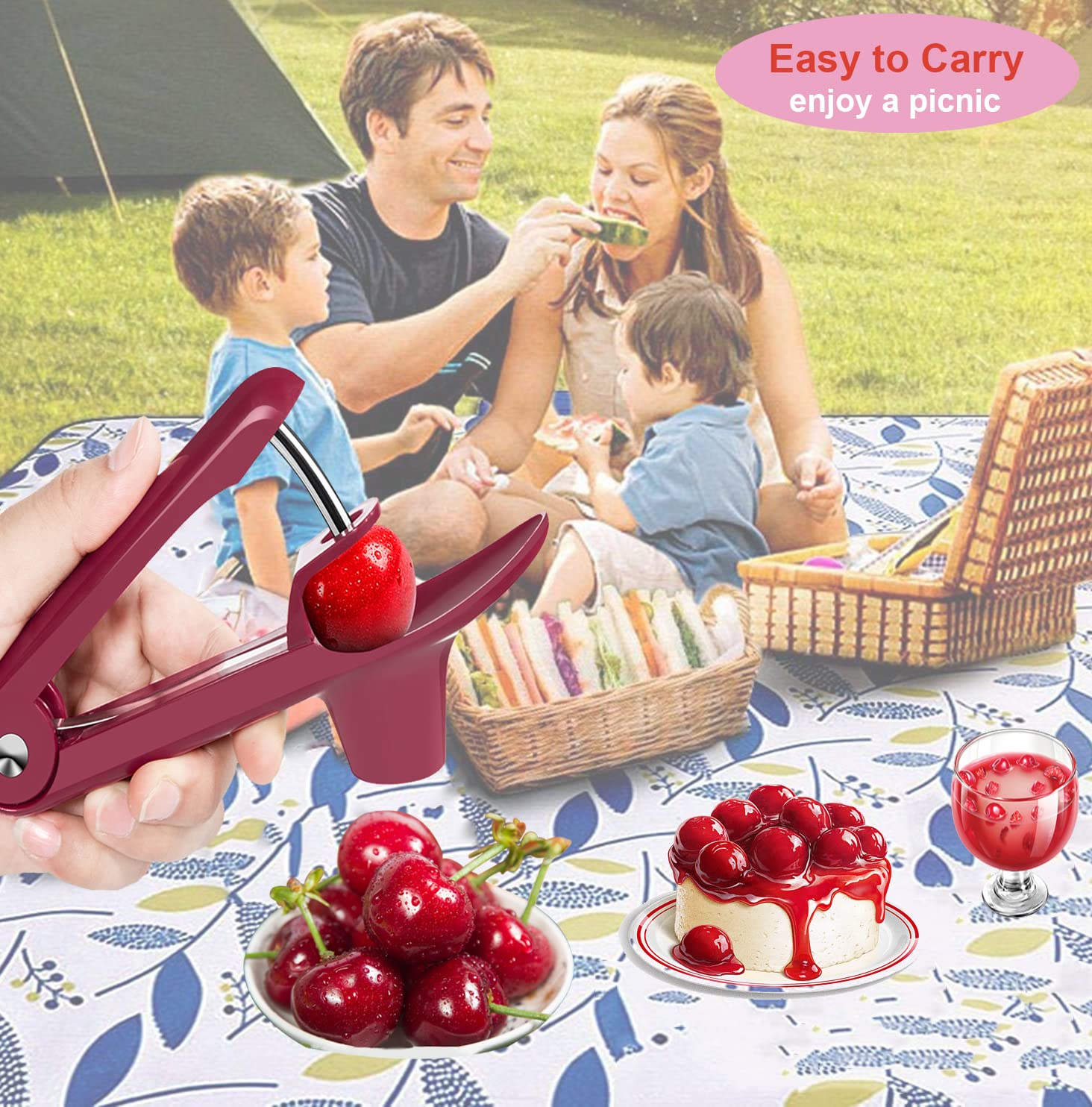 Cherry Pitter Tool For Kids, Olive Pitter Tool, Cherry Pitter Remover, Cherry Core Remover Tool With Space-Saving Lock Design, P