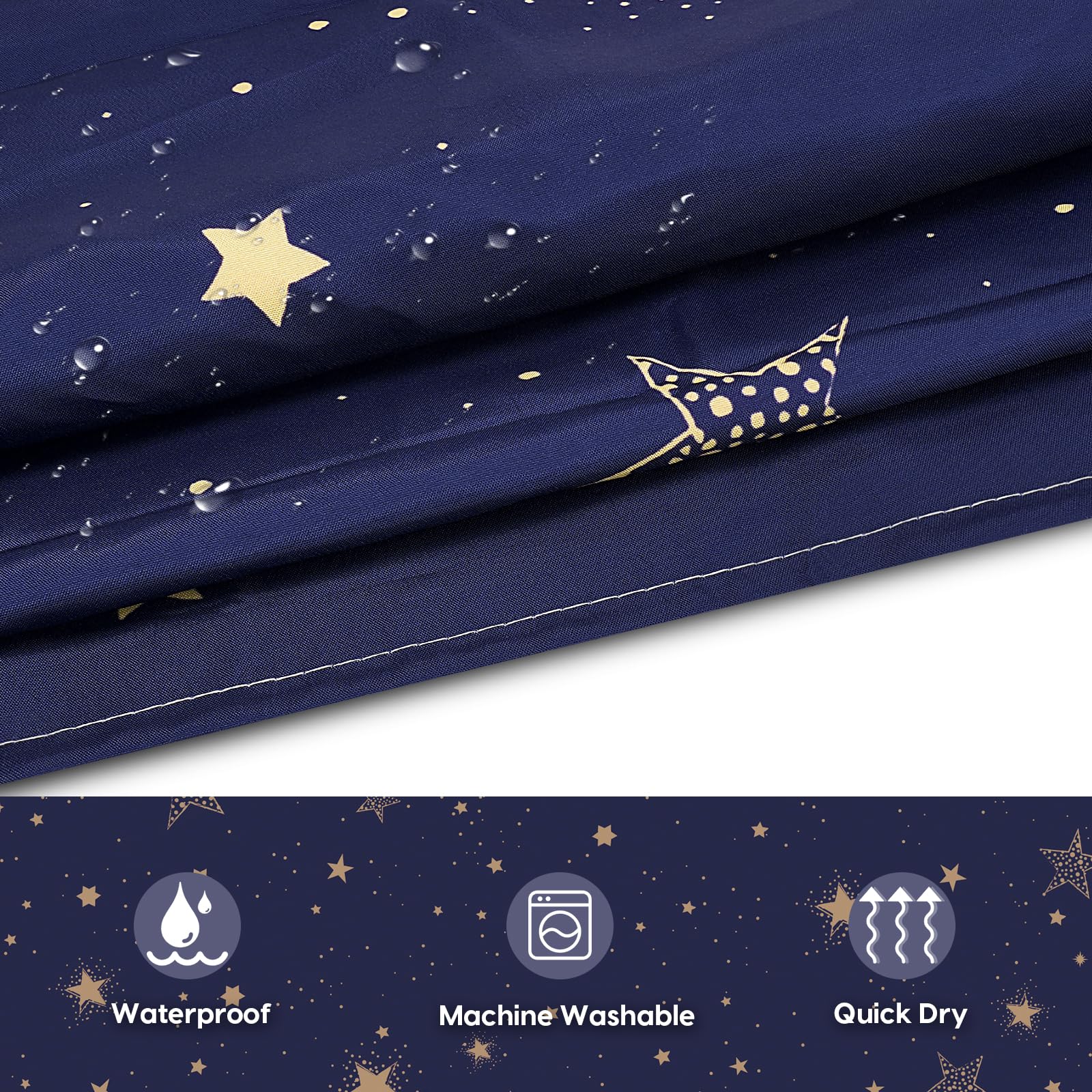 Amaredom Star Shower Curtain, Celestial Shower Curtain For Bathroom, Waterproof Fabric Shower Curtain Set, Bathroom Decoration W