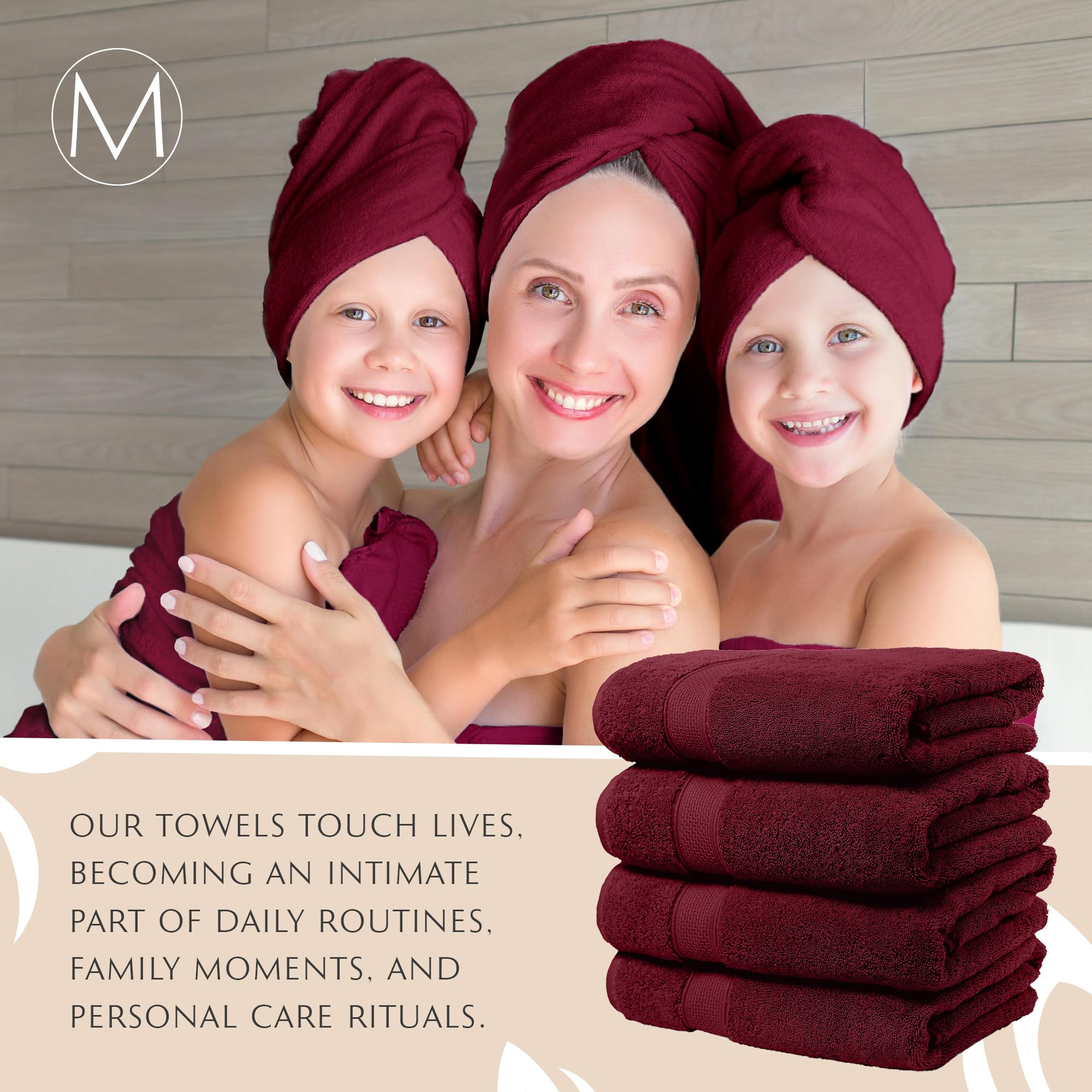 Maura 4 Piece Bath Towel Set. Extra Large 30''x56'' Premium Turkish Towels. Thick  Soft  Plush and Highly Absorbent Luxury Hotel & Spa Quality Towels - Sand