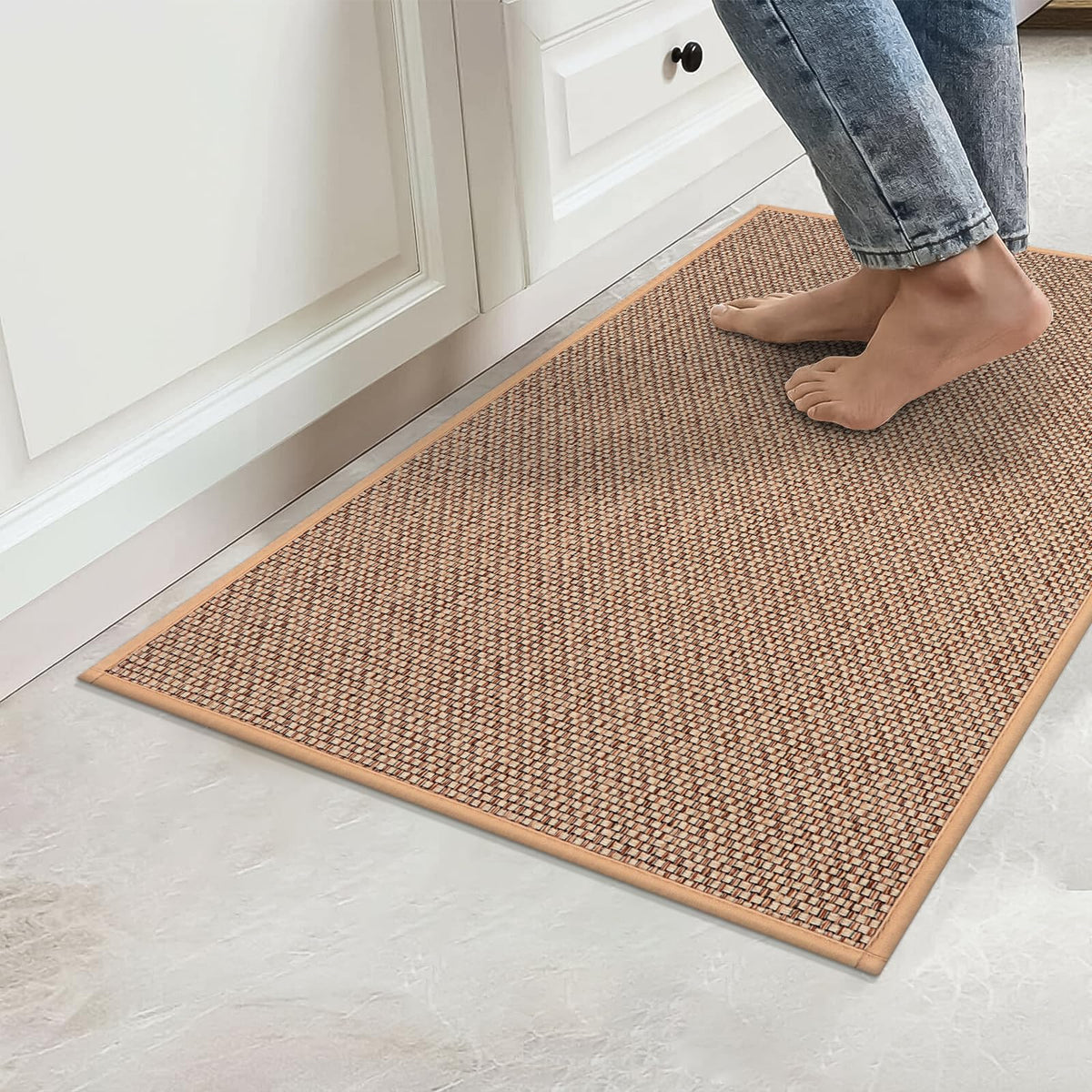 Kimode Washable Kitchen Rugs, Non Slip Farmhouse Kitchen Rugs 20''X32'', Absorbent Black Kitchen Mats For Floor, Woven Kitchen F