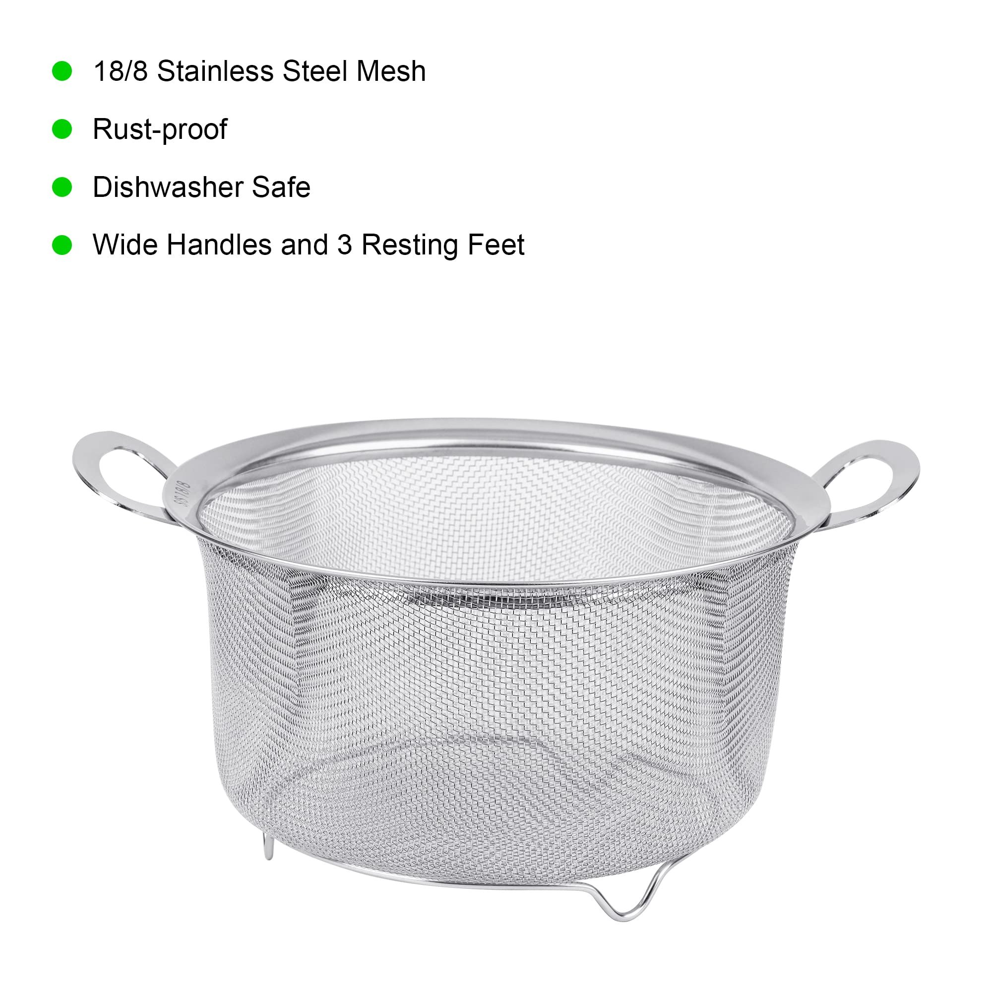 Tiawudi 2 Pack Strainers For Kitchen, 18/8 Stainless Steel Colander With Handles, Fine Mesh Strainer For Pasta, Rice And Fruit,