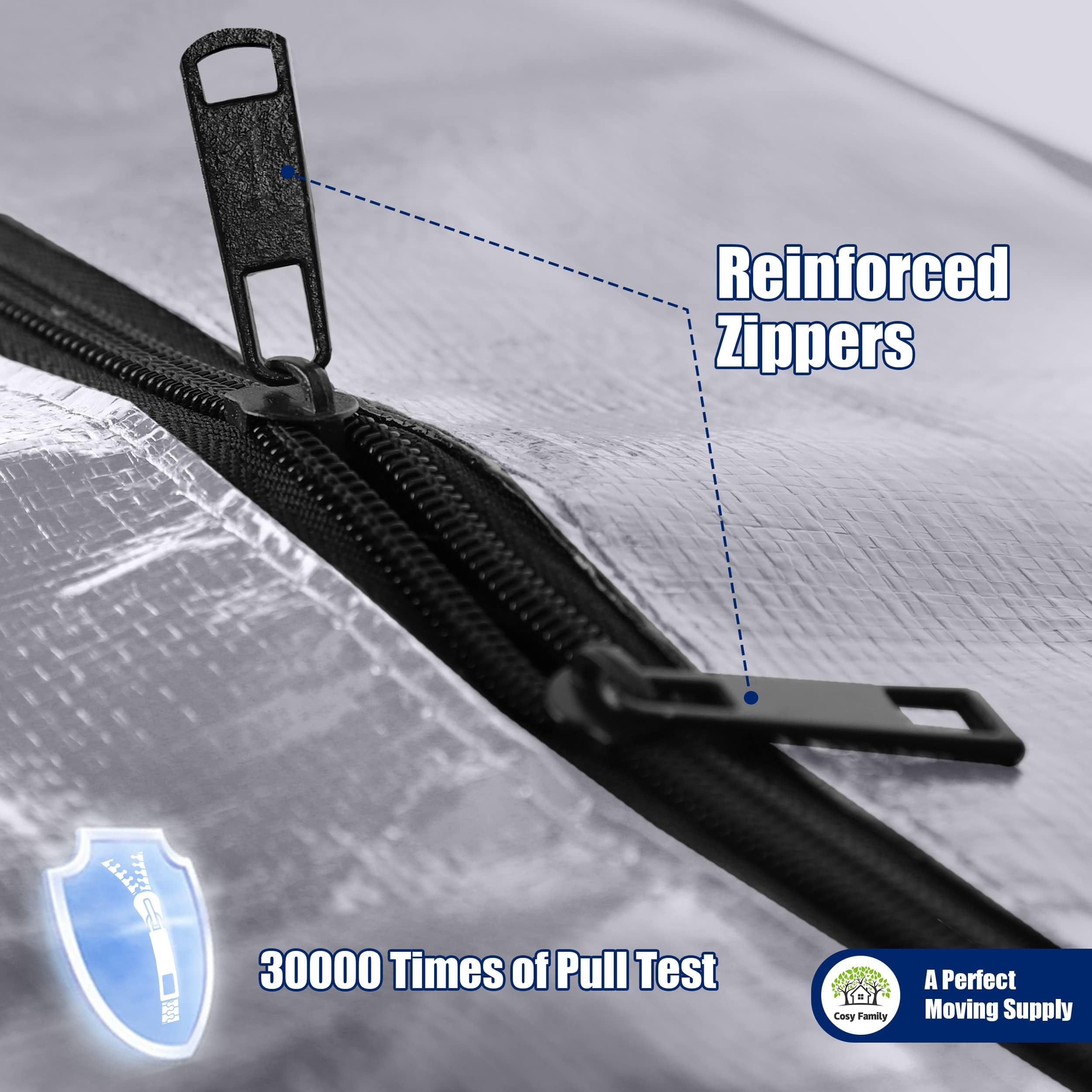 Cosy Family 12 Pack Heavy Duty Moving Bags With Backpack Straps - Strong Handles & Zippers, Storage Totes For Space Saving, Fold