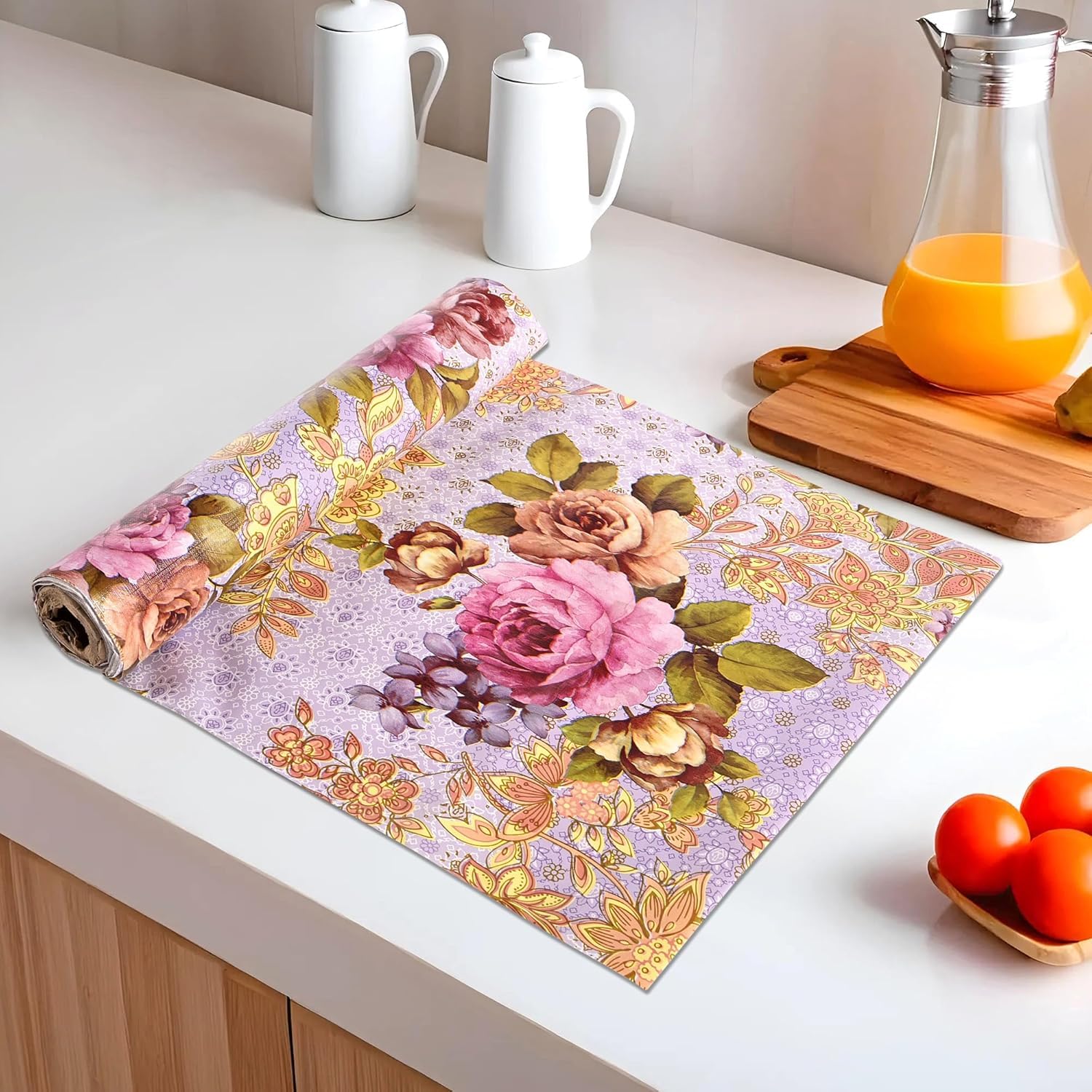 Kuber Industries 5 Mtr  Kitchen Shelf Liner | AntiSlip Fridge Mat For Drawer | Waterproof Wardrobe Shelves Sheet | Pvc Paper R