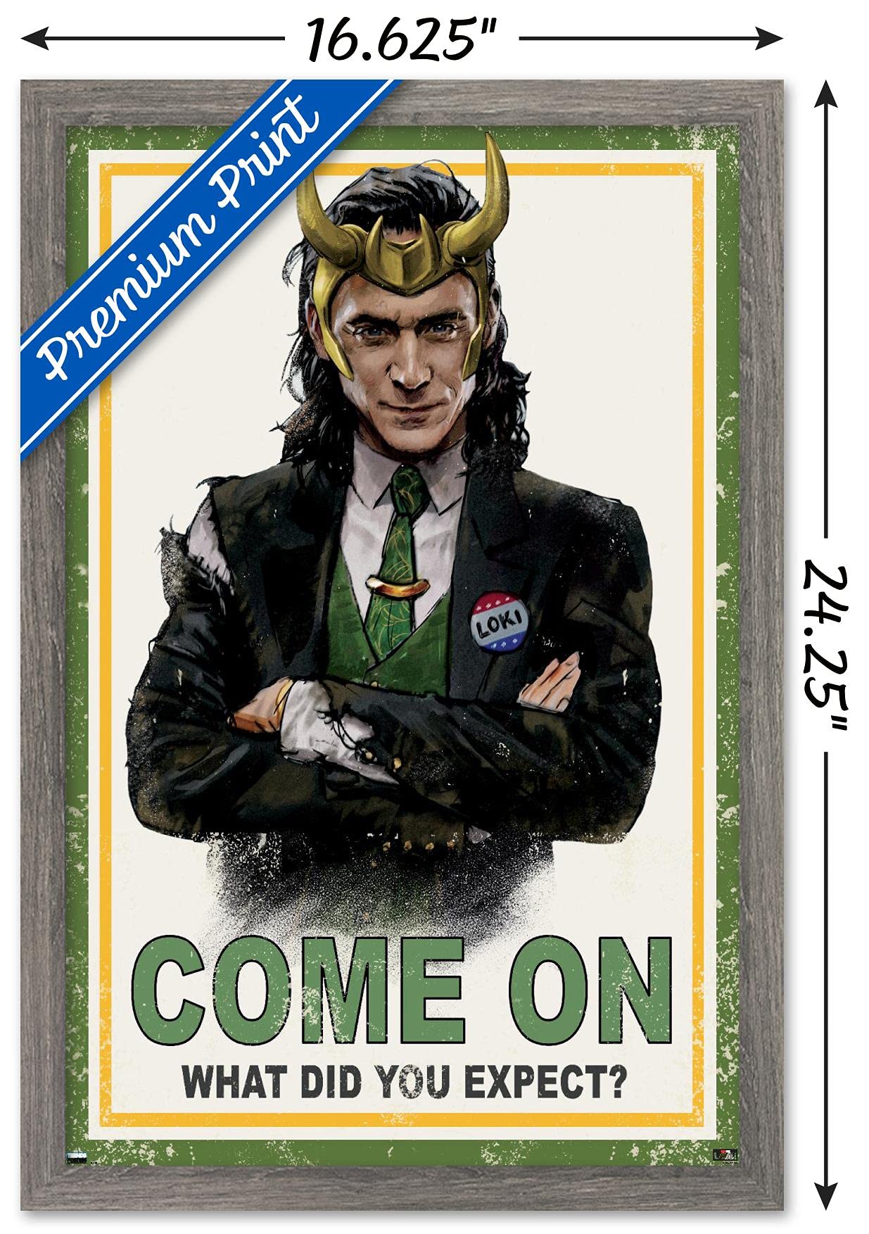 Trends International Marvel Loki-What Did You Expect Wall Poster, 14.725'' X 22.375'', Barnwood Framed Version