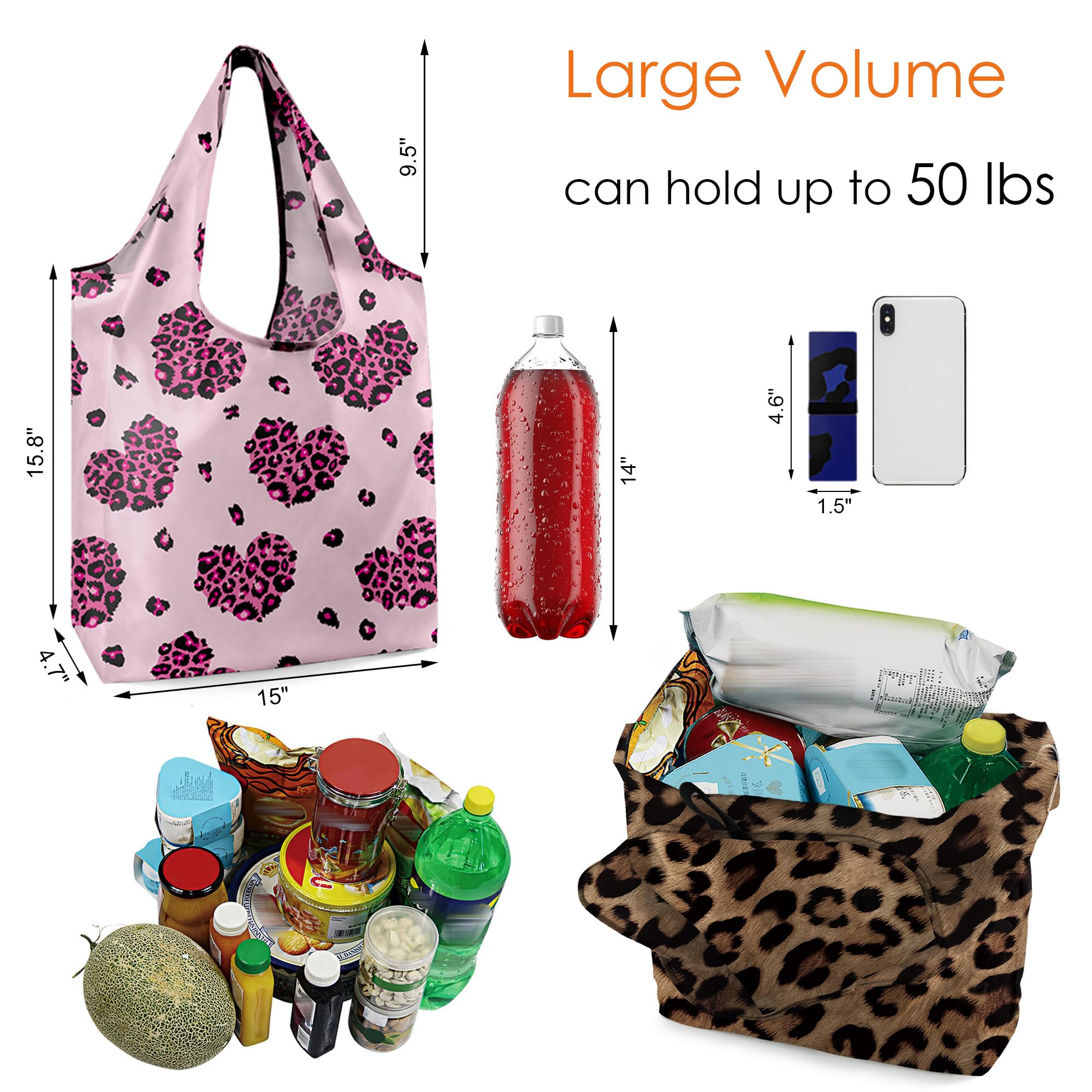 BeeGreen Leopard Print Tote Bag for women Leopard Accessories Cheetah Print Tote Bag Cheetah Gifts Shopping Bags Grocery Bags 6