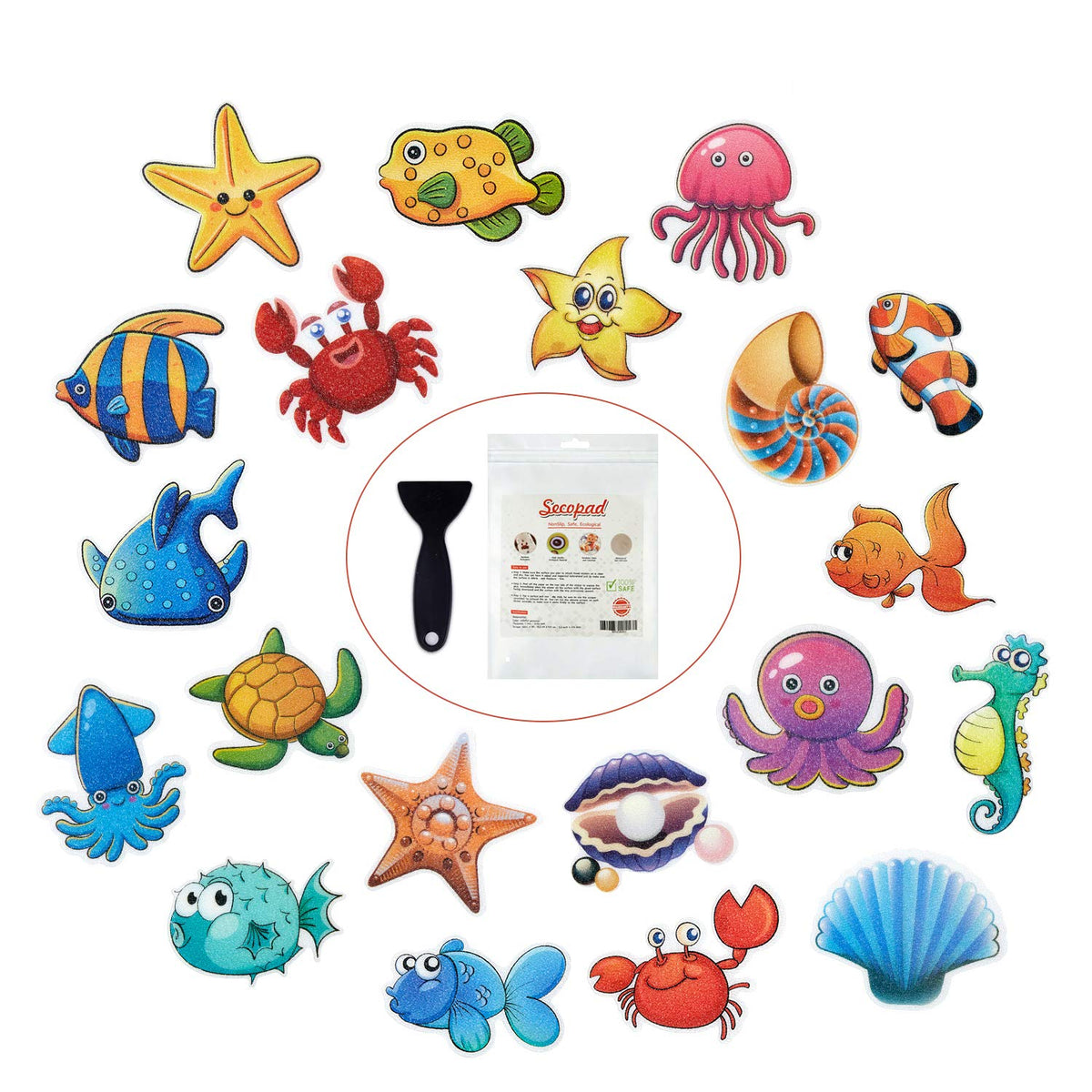 Secopad Non Slip Bathtub Stickers, 20 Large Sea Adhesive Kids Anti Slip Decal Threads For Shower And Bath Tub With Premium Scrap