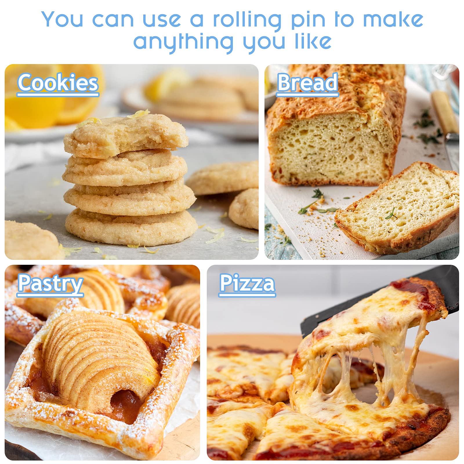 Remeel Rolling Pin Dough Roller For Baking With Thickened Non Stick Silicone Metal Handle Rolling Pin Stainless Steel Fondant Ro