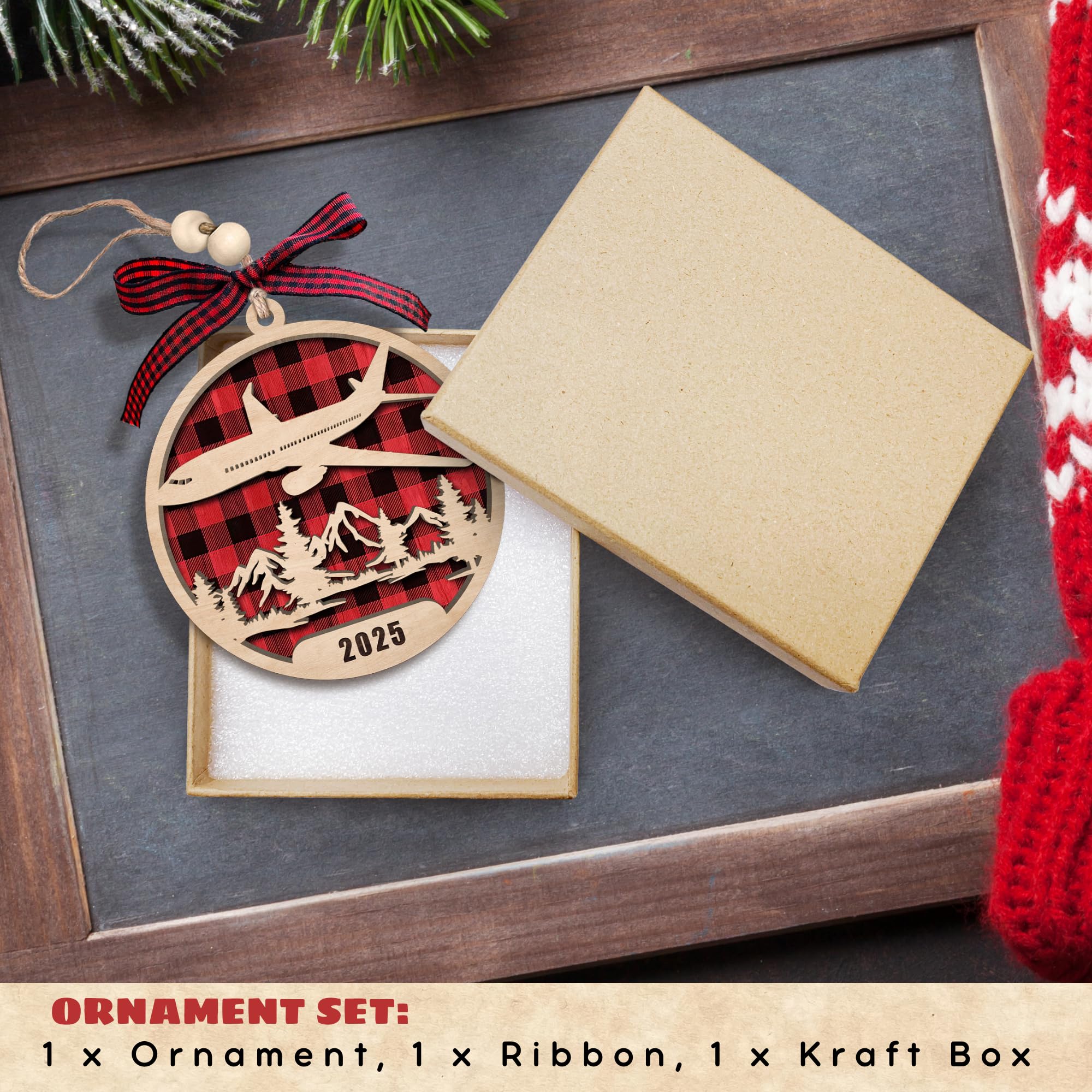 TEEBIM Airplane Ornaments 2025 - Airplane Christmas Ornament 2025 - Pilot Gifts for Men - Gifts for Travelers, Pilots, Crew, Men