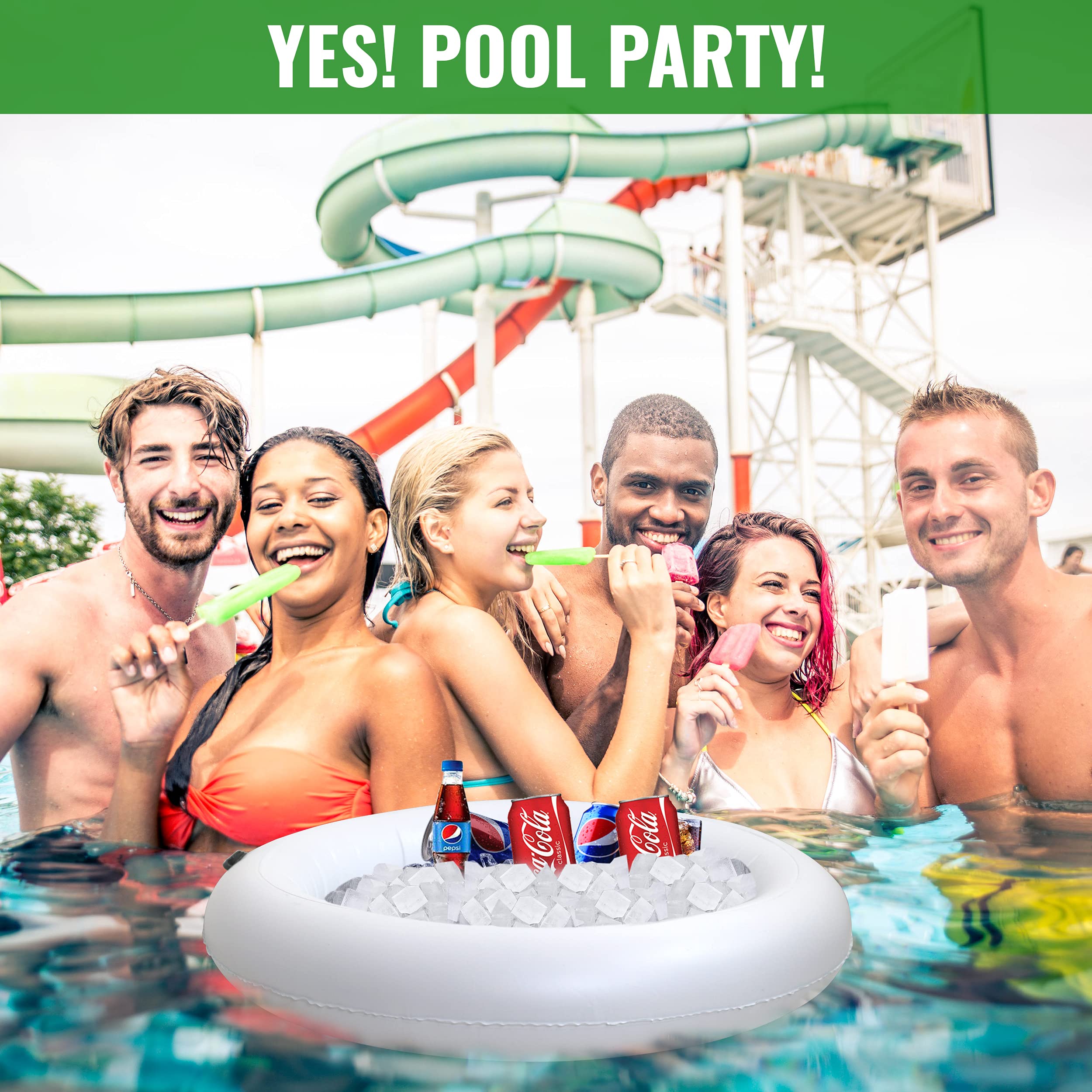 Inflatable Serving Salad Bar Buffet - With Drain New Innovative Valve For Easy Inflation/Deflation By Food & Drink Holder For Pi