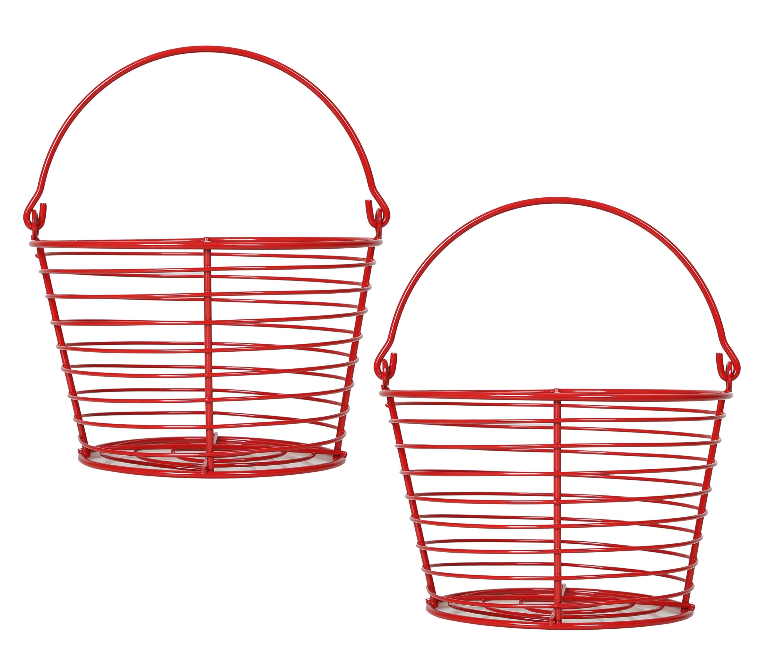 Concord 8'' Egg Basket For Storage Collecting And Transporting Chicken And Duck Eggs. Farm Grade Wire Baskets. 2 Pack (Red)
