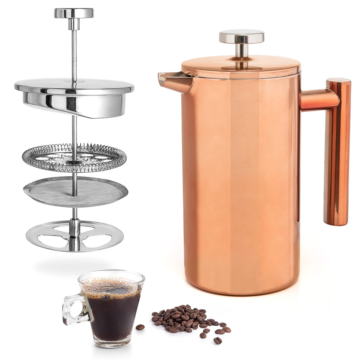 Mixpresso Stainless Steel French Press Coffee Maker 27 Oz 800L Double Wall Metal Insulation Coffee Press & Tea Brewer Easy Clean