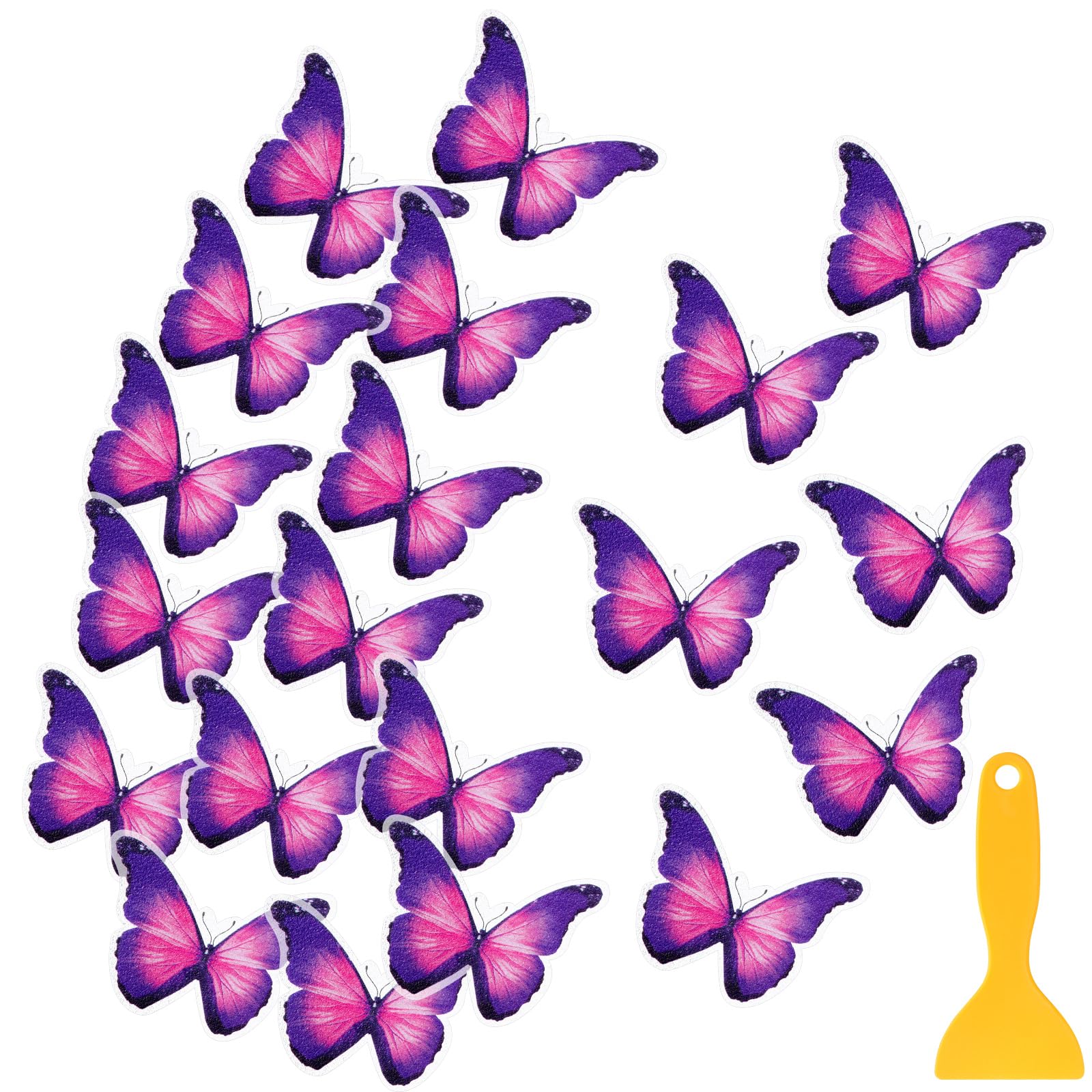 Trandraft 20 Pcs Non Slip Bathtub Stickers Butterfly Shower Stickers Anti Slip Adhesive Butterfly Decals Treads Bathtub Stickers