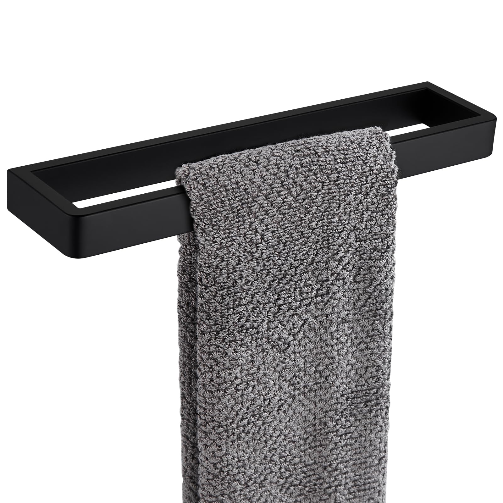 APLusee Matte Black Towel Bar, 304 Stainless Steel Towel Rack, Wall Mounted