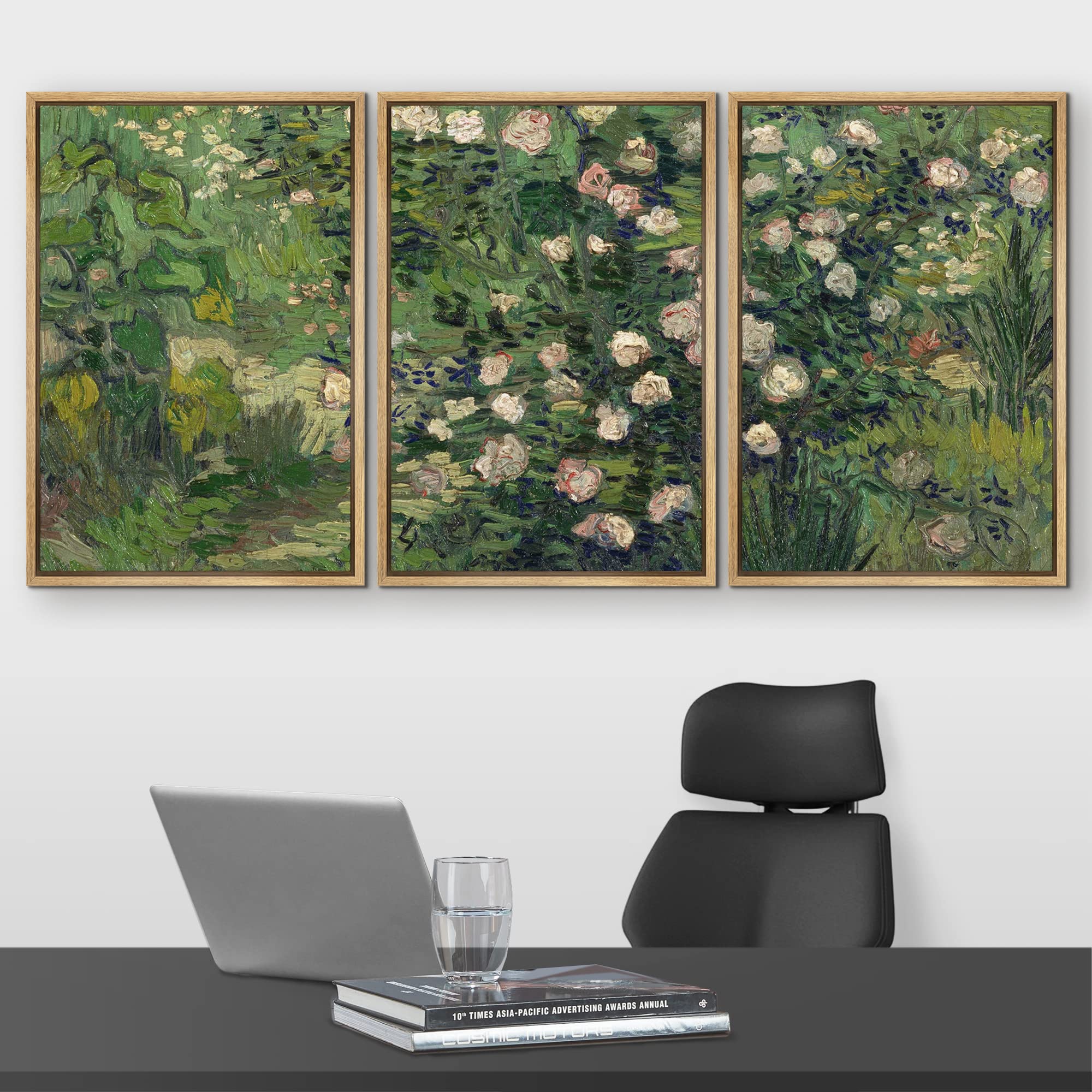 Wall26 Framed Canvas Print Wall Art Set Rose Flower Garden Vincent Van Gogh Classical Illustrations Fine Art Decorative Historic