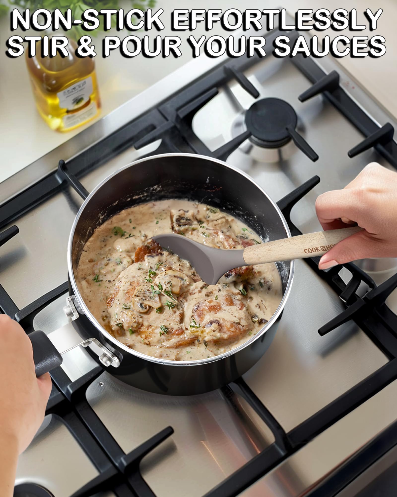 Cook N Home Nonstick Aluminum Sauce Pan, 3-Qt, Black with Glass Lid, Model 02524