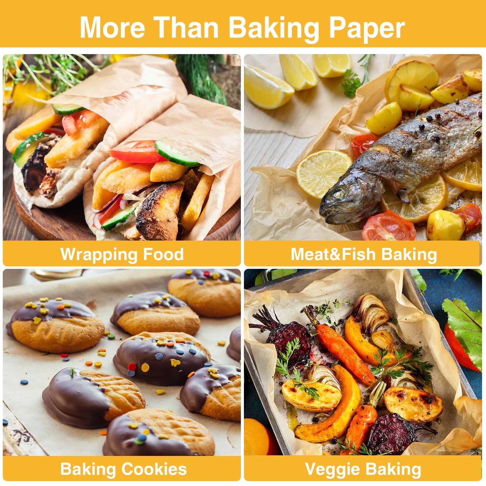 300 Pcs Parchment Paper Sheets - Oamceg 12X16 Inch No Chemical Non-Stick Unbleached Pre-Cut Parchment Paper With A Silicone Brus