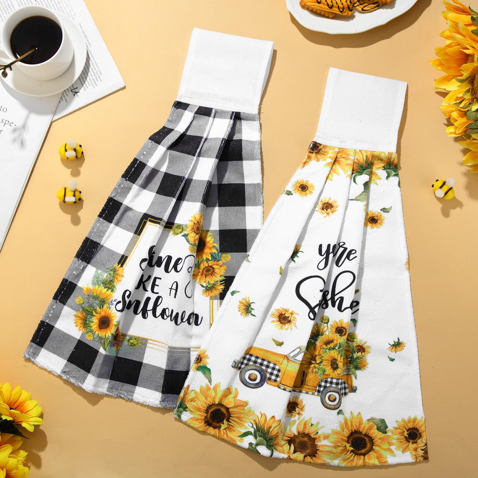 Sratte 4 Pcs Hanging Hand Towels Theme Gift Hanging Kitchen Towels Bath Towels Dish Towel Absorbent Oven Stove Washcloth With Lo