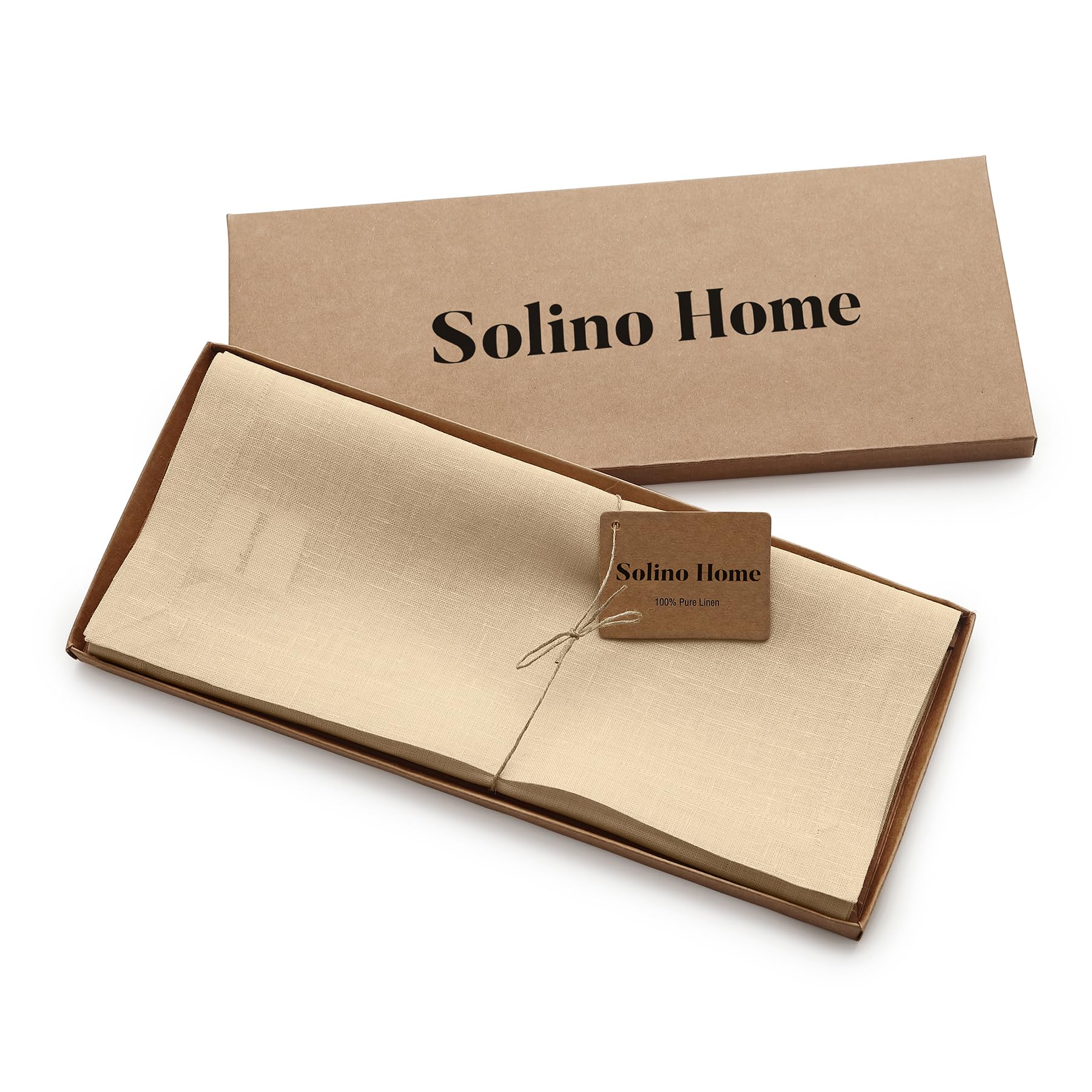 Solino Home Linen Table Runner 90 Inches Long - 100% Pure Linen Beige Table Runner 14 X 90 Inch - Machine Washable Dining Fall,