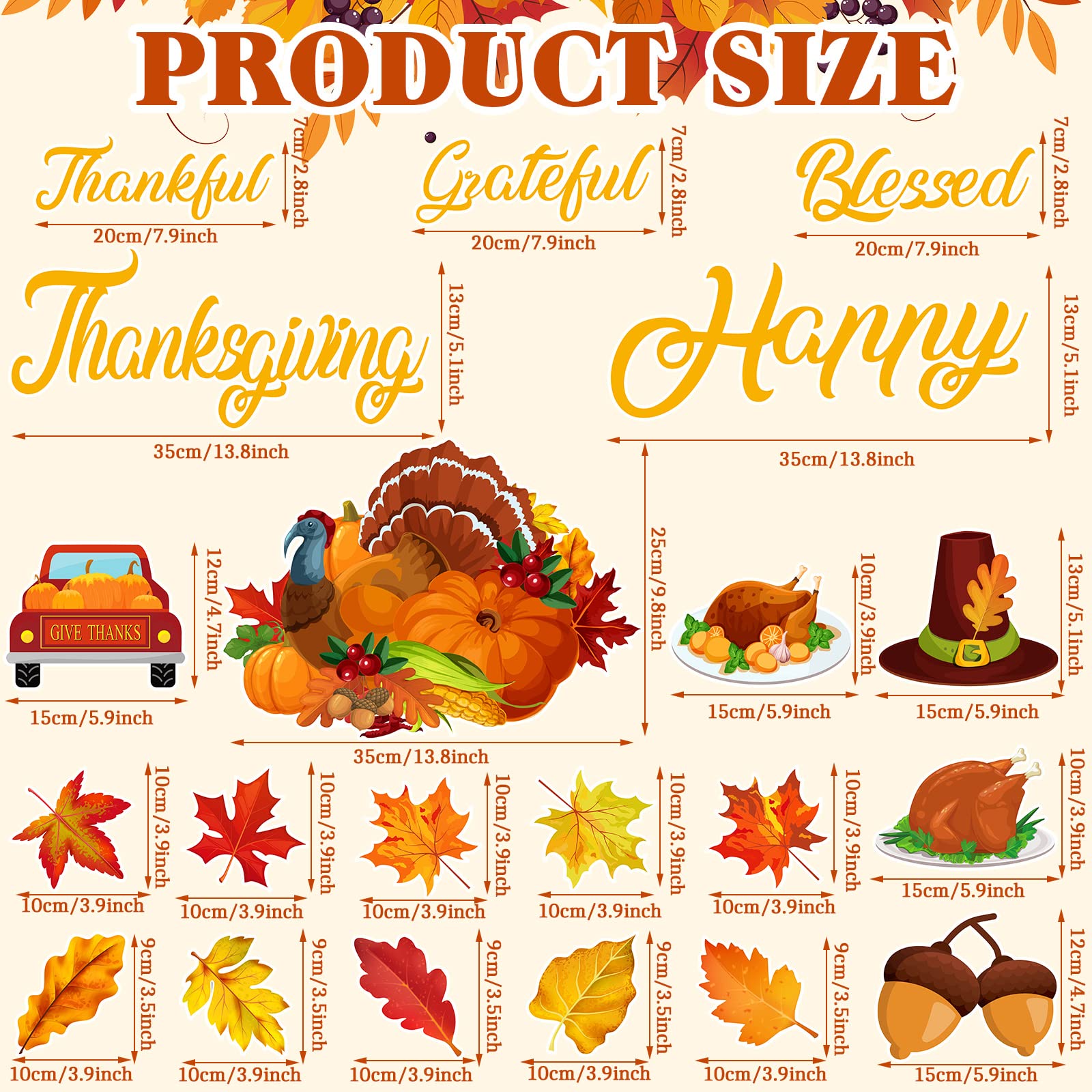 Xuhal 20 Pcs Thanksgiving Garage Door Magnets Decoration Fall Magnets for Garage Door Autumn Outdoor with Grateful Blessed Thank