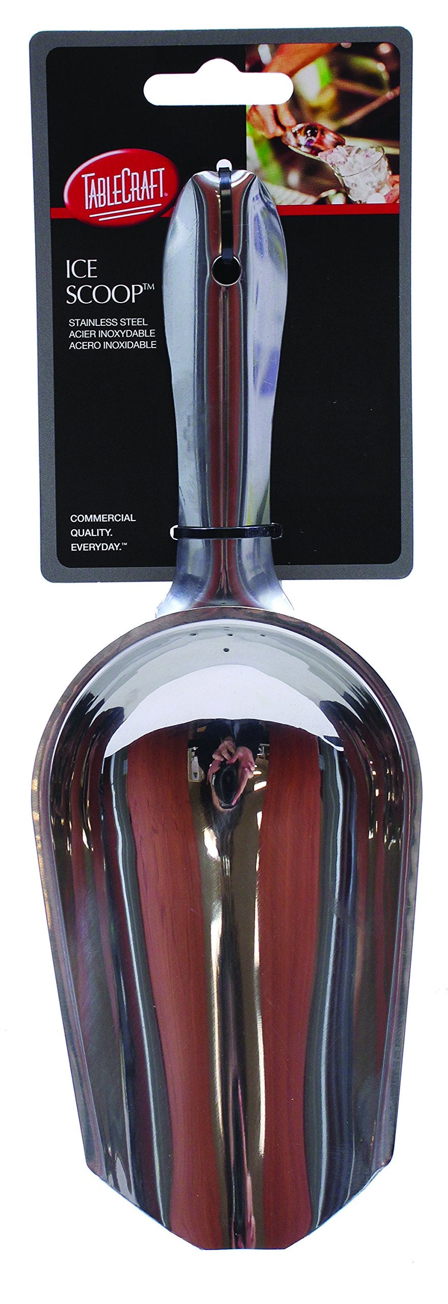 Tablecraft Small Stainless Steel Ice Scoop, 4 Oz, Silver