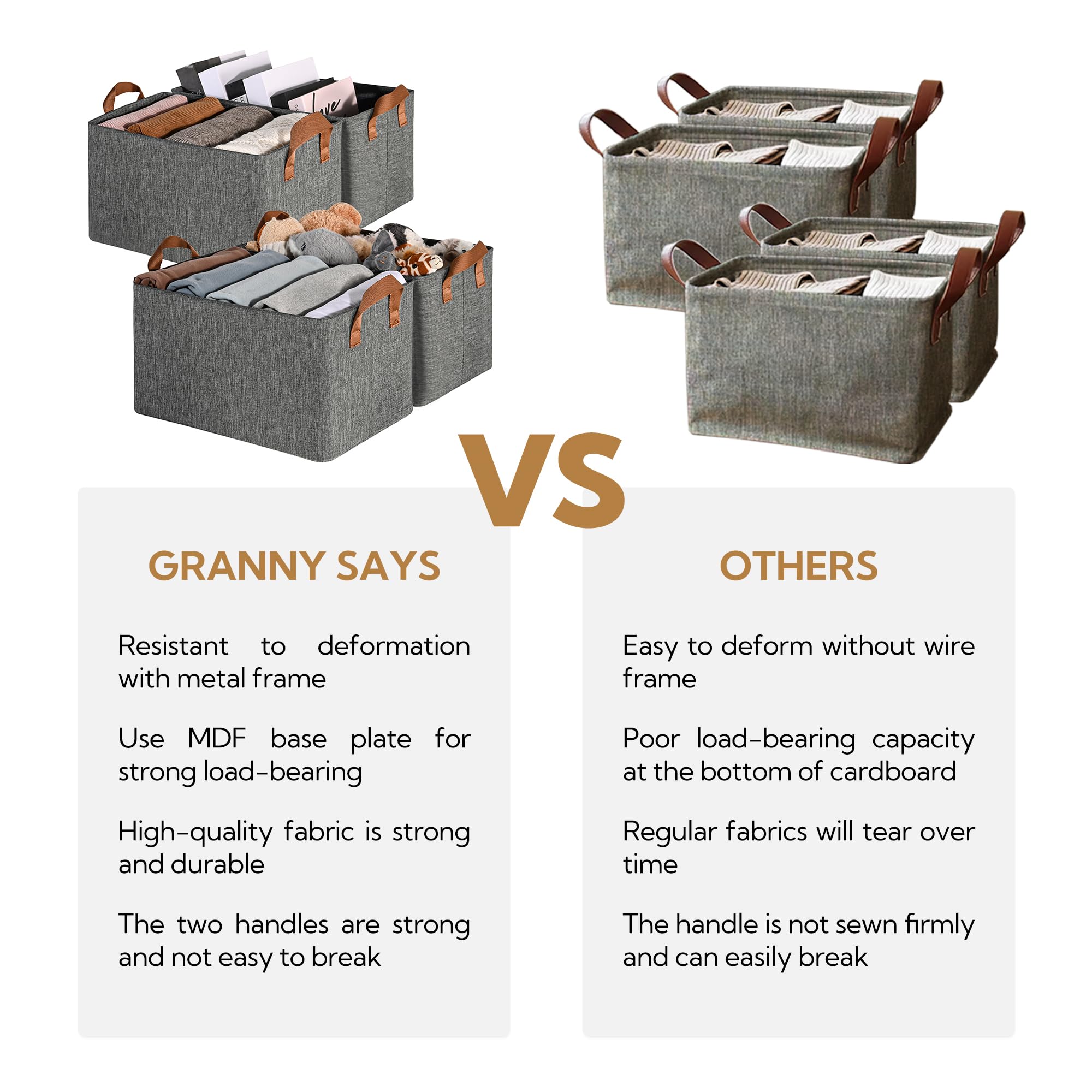 Granny Says Closet Storage Bins, Closet Organizers And Storage Bins Large, Dark Gray Organizer Storage Baskets, Storage Containe