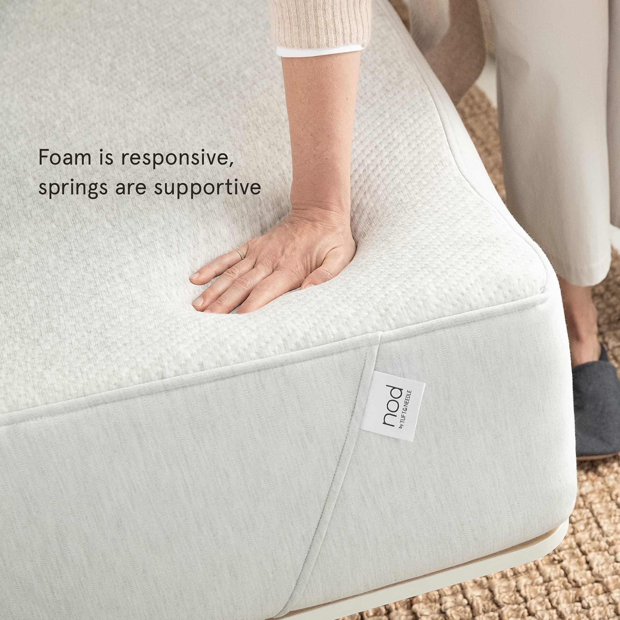 Nod Hybrid By Tuft & Needle Plush 10'' Twin Xl Size Mattress In A Box, Breathable Adaptive Foam, Supportive Pocketed Coils, 100